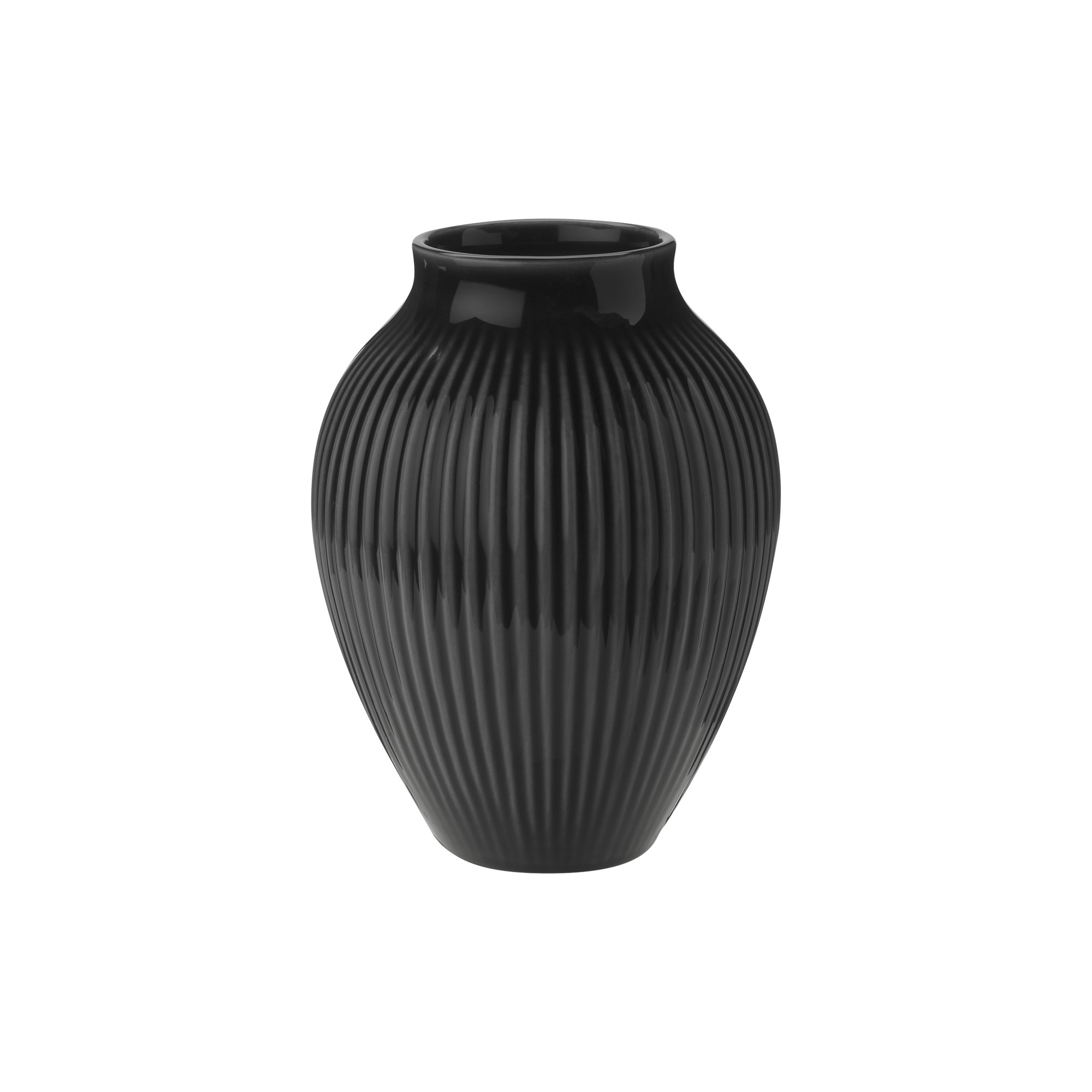 Knabstrup Keramik - Knabstrup vase ripple, black - H12.5 cm