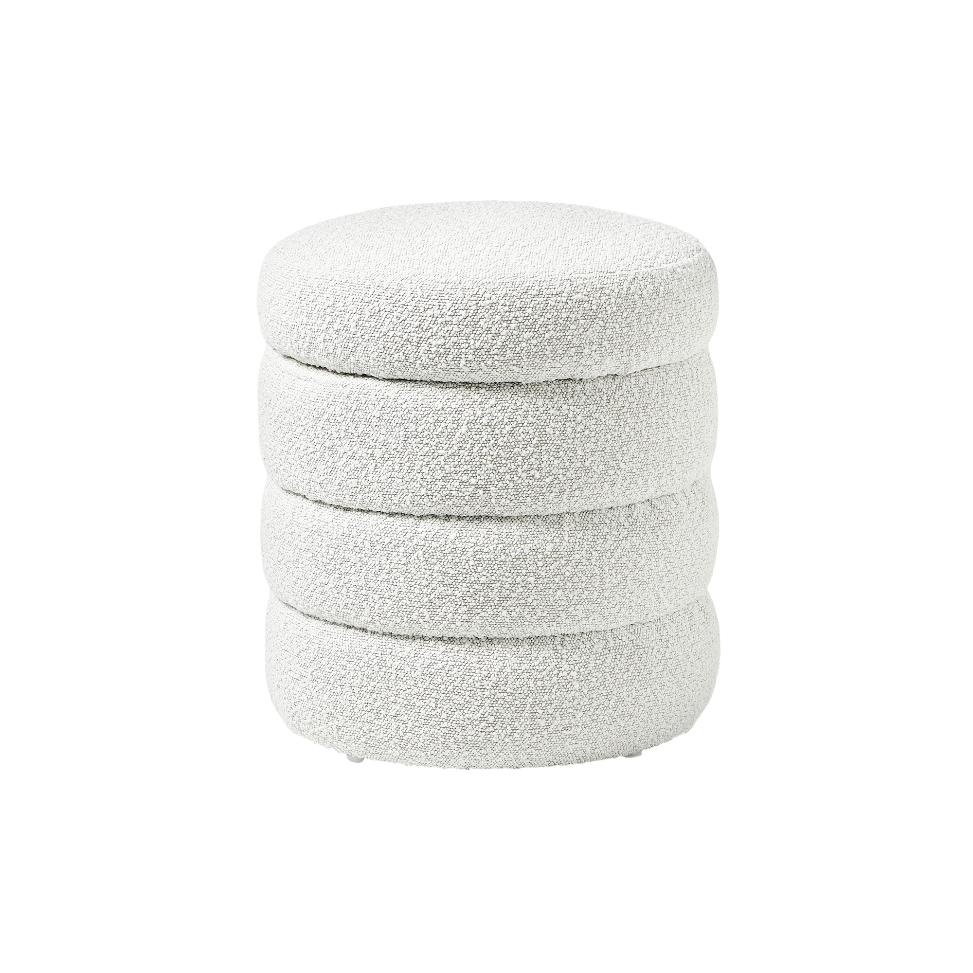 Westwing Collection - Alto Stool with Storage Space, bouclé off white