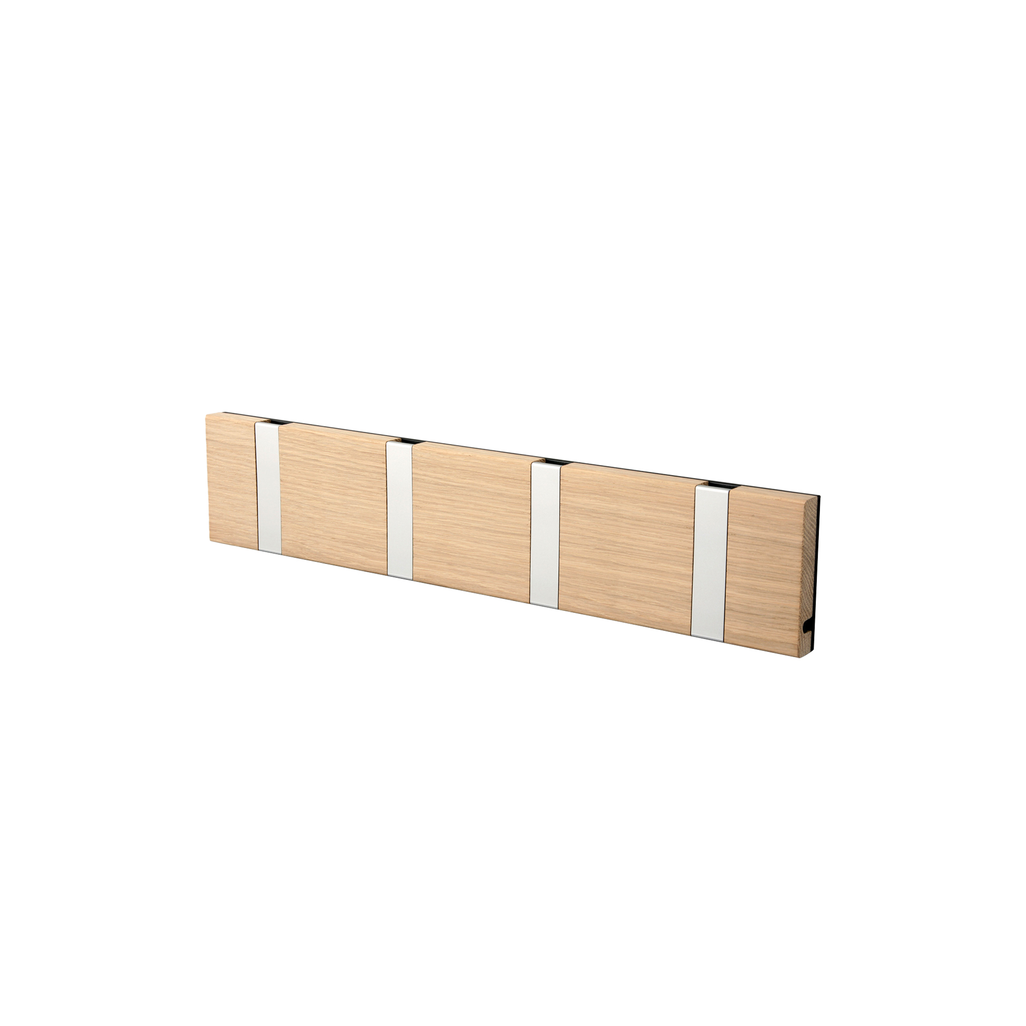 LoCa - KNAX vandret 4 knagerække, eg/grå - H: 7,9 x L: 39,6 x D: 1,8 cm.