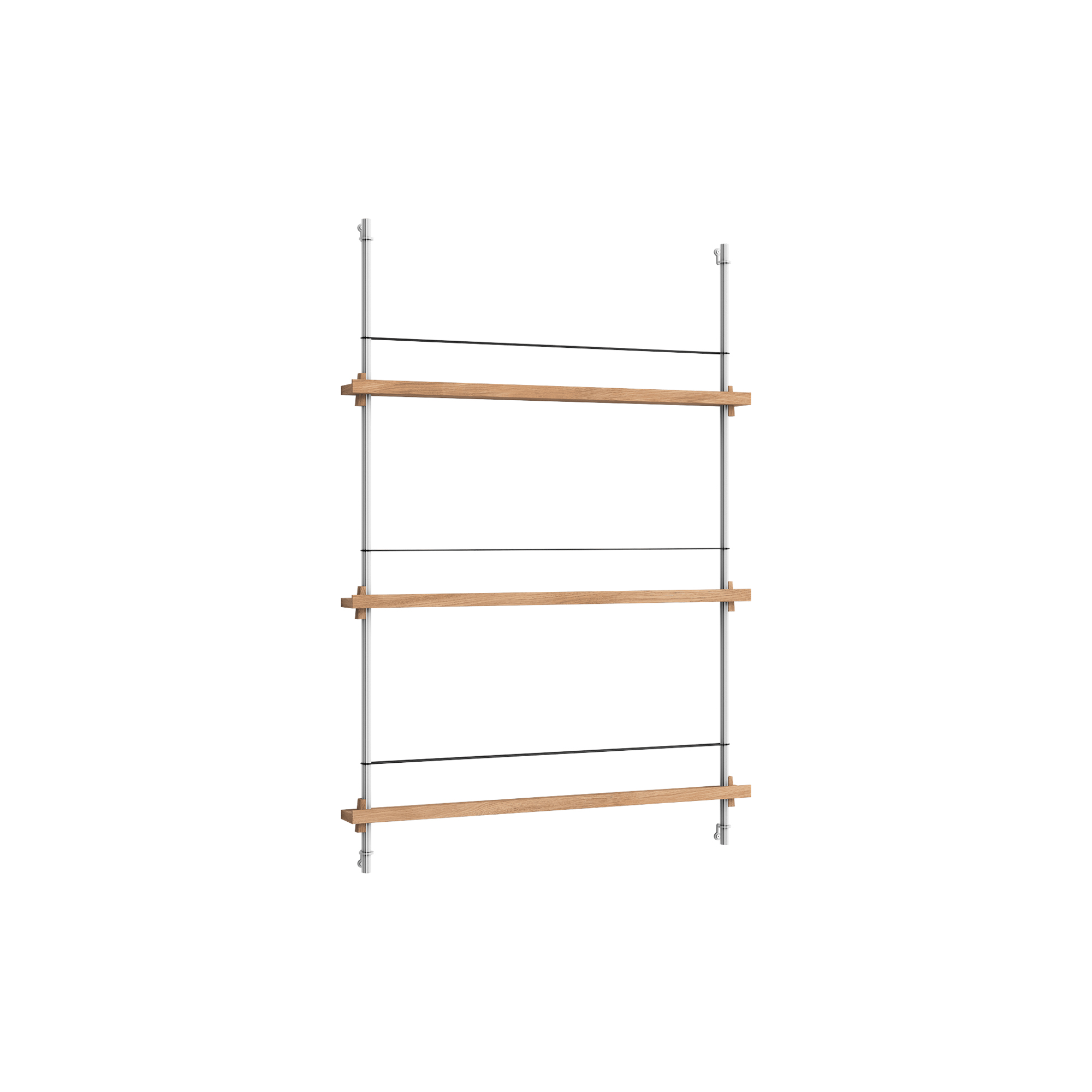 MOEBE - Magazine Shelving Medium, oak/stainless steel