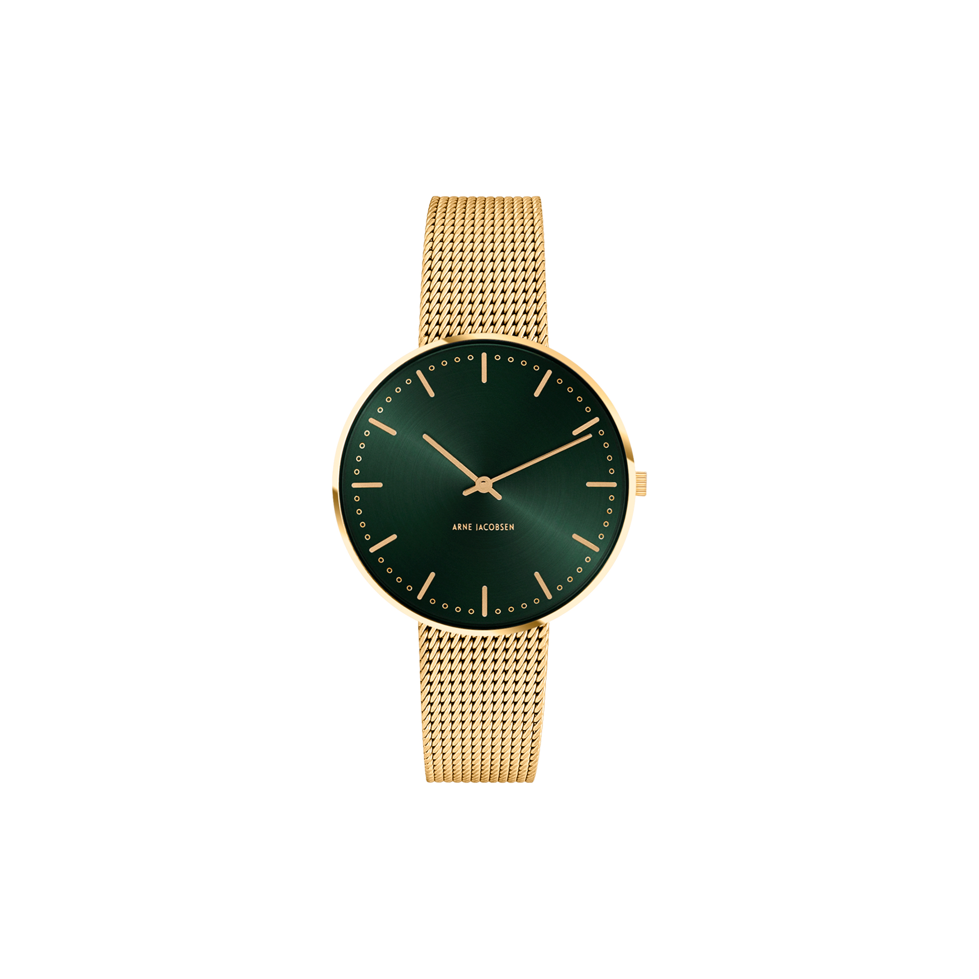 Arne Jacobsen Watches - City Hall Evergreen armbåndsur, green/gold/matt gold - 34mm