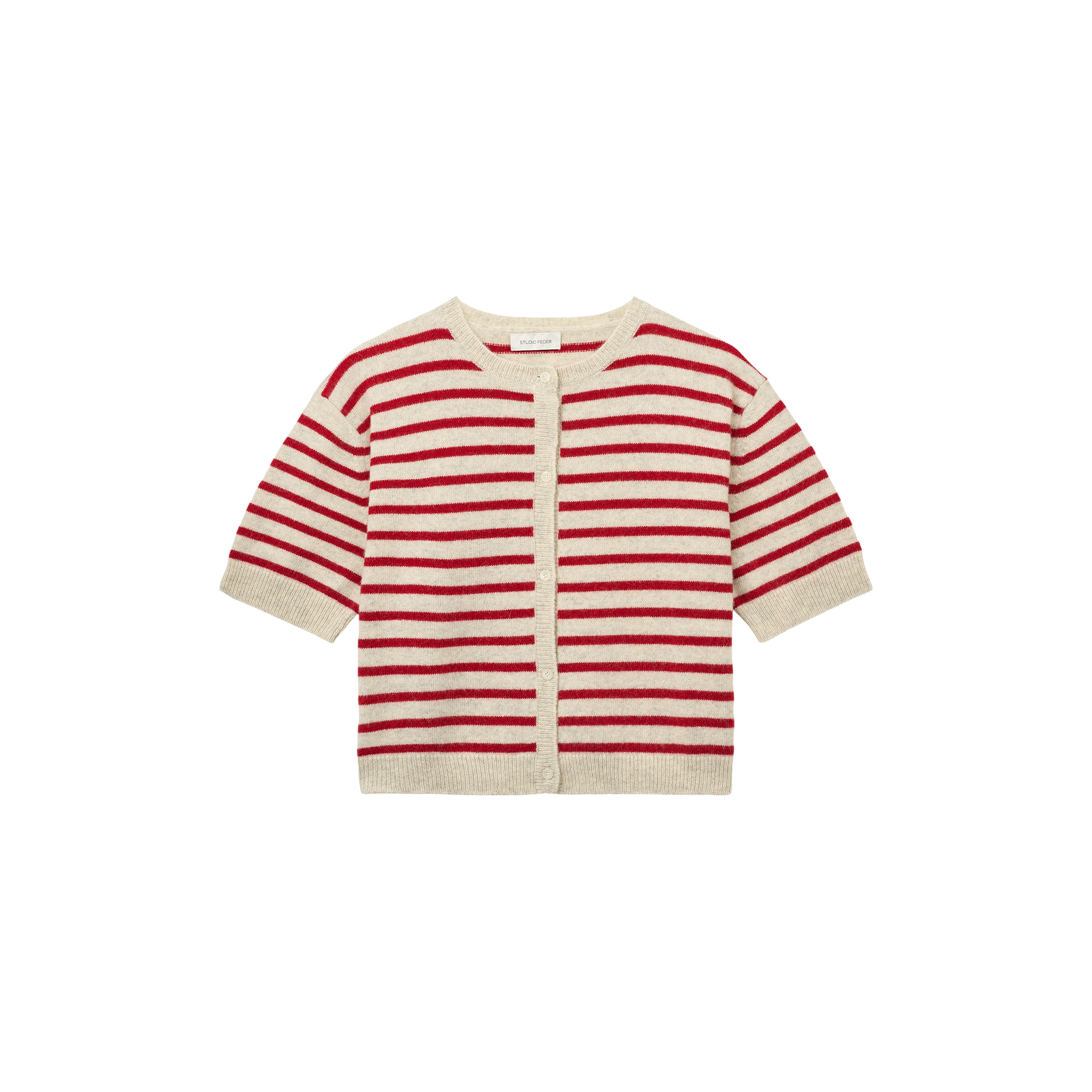 Studio Feder - Signe cardigan, red creme - Str. XS