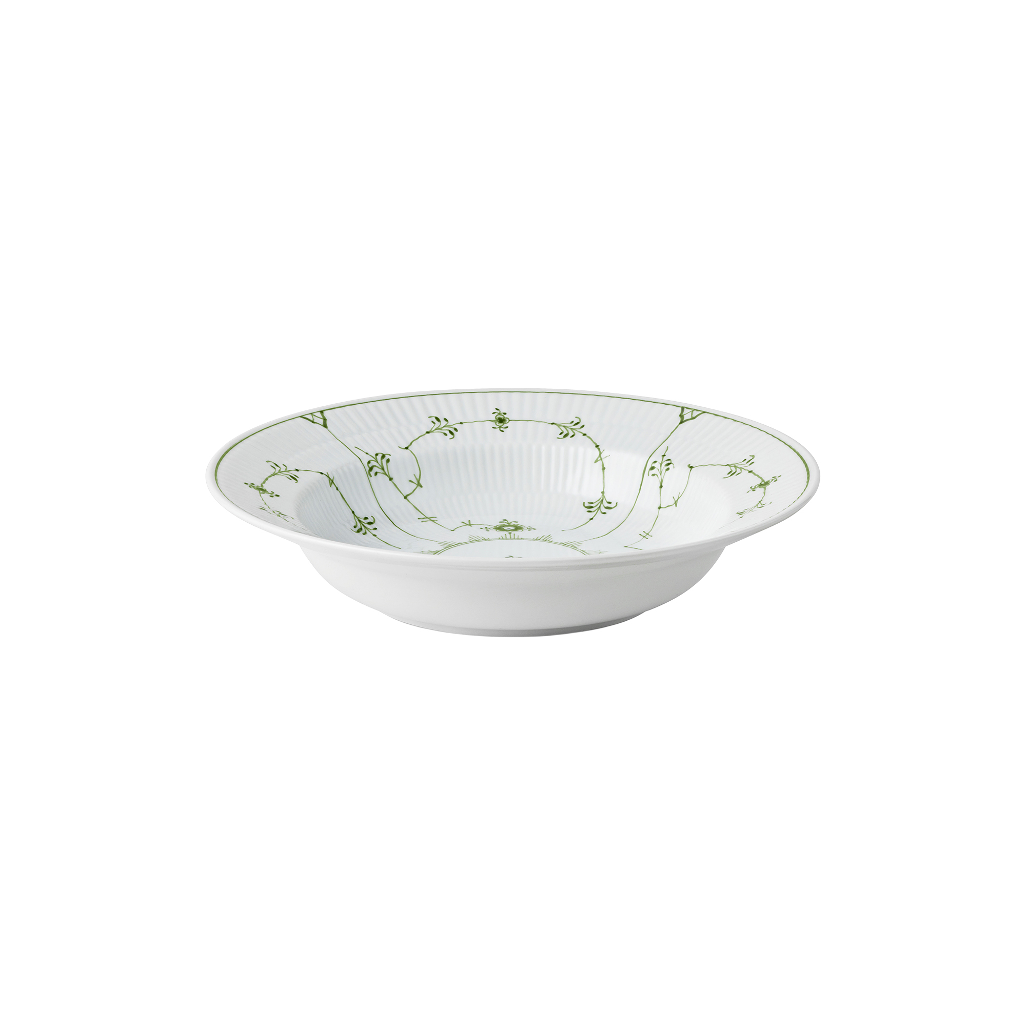 Royal Copenhagen - Grøn Musselmalet Riflet Dyb tallerken Ø 23 cm