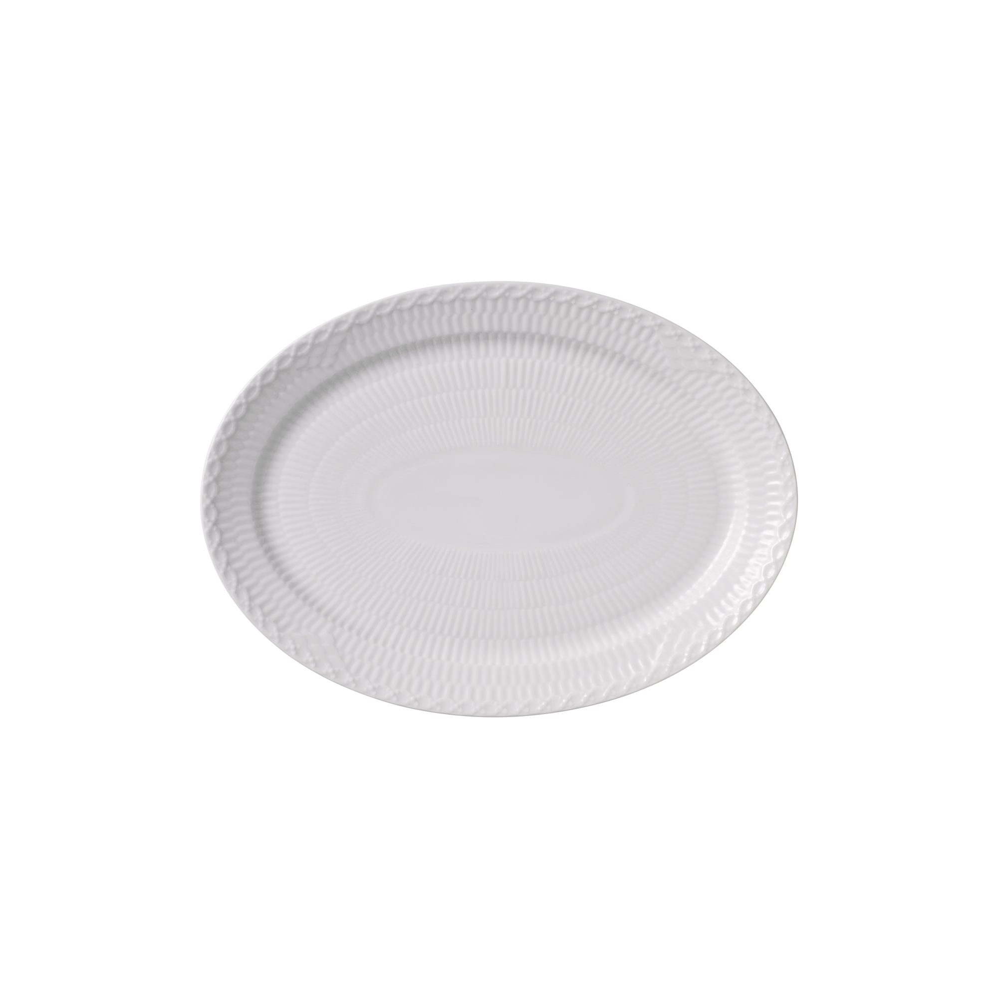 Royal Copenhagen - Hvid Halvblonde oval tallerken 28 cm