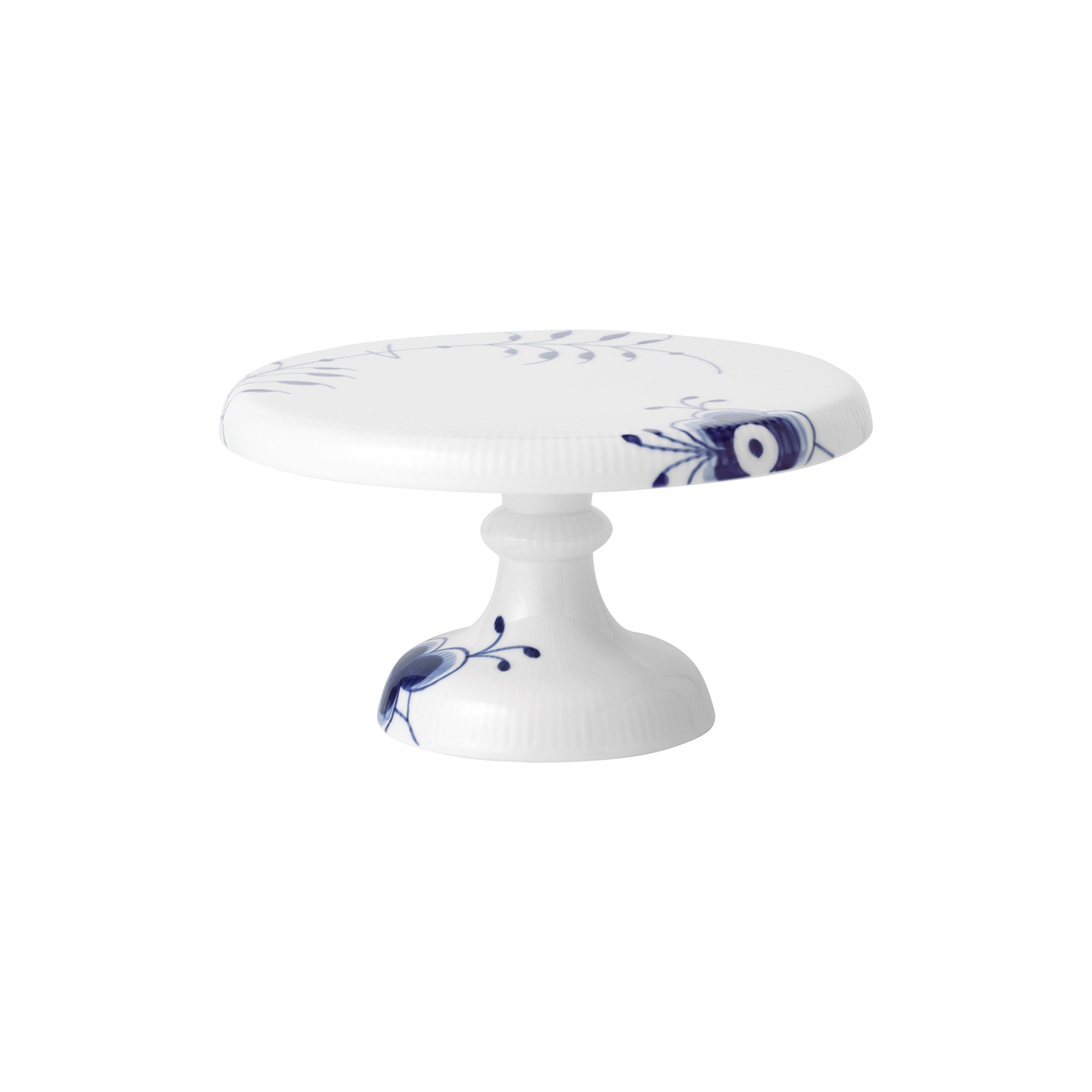 Royal Copenhagen - Blå Mega Riflet fad på fod 23 cm - Small