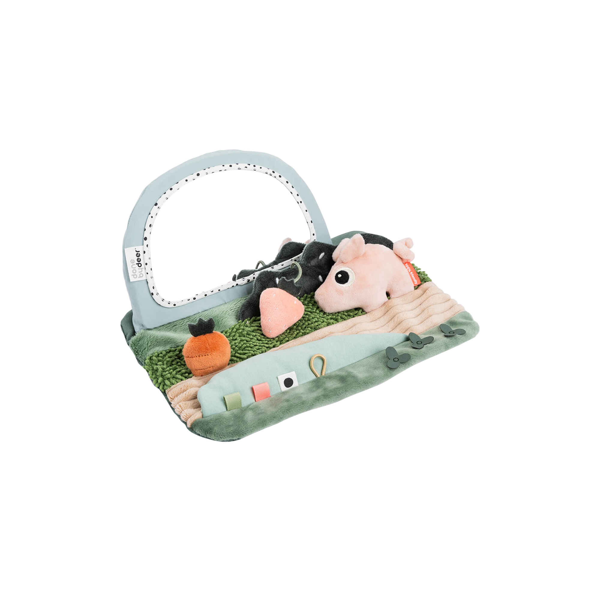 Done by Deer - Tiny Farm tummy time sensorisk spejl, colour mix