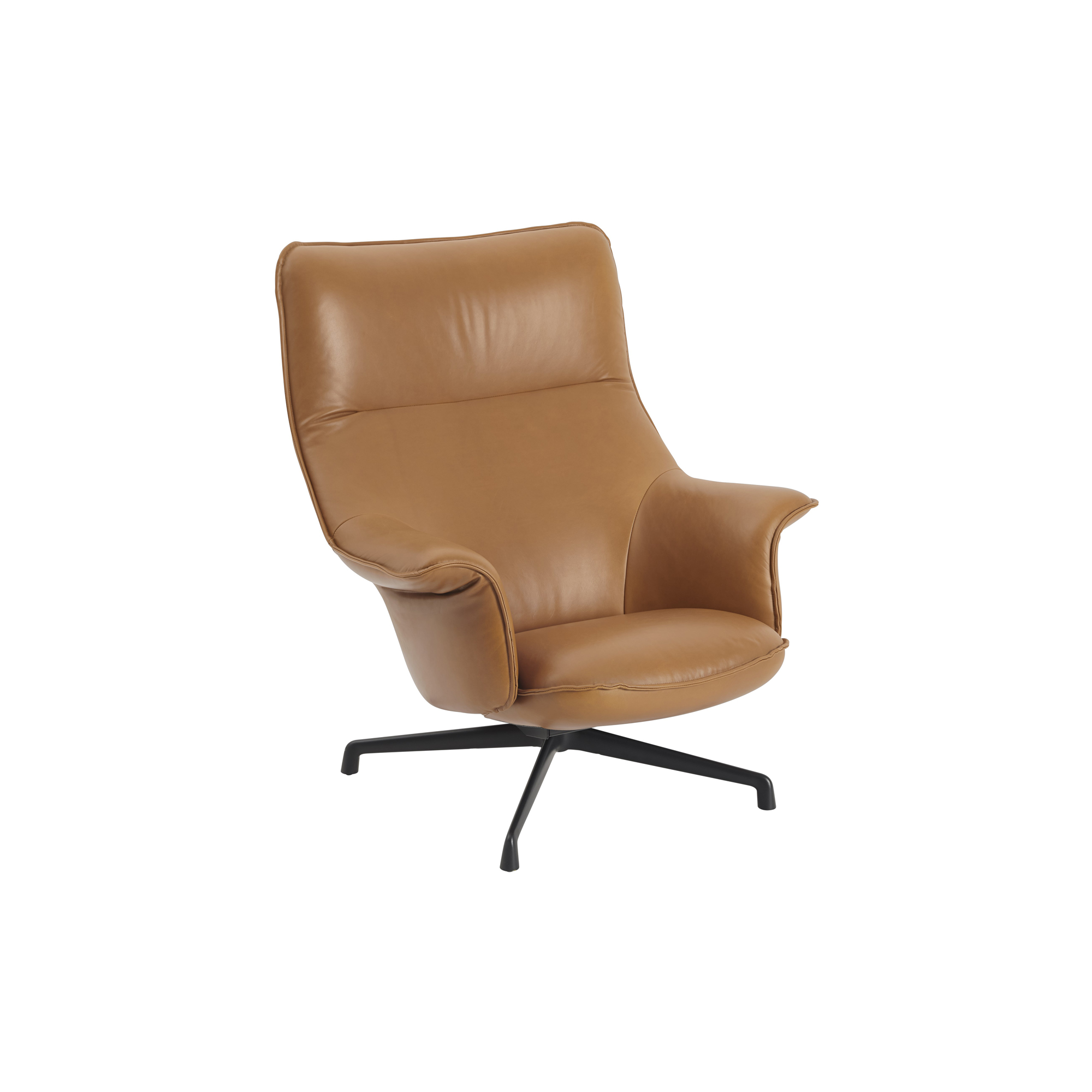 Muuto - Doze Lounge Chair with Swivel Base, refine leather cognac/anthracite black