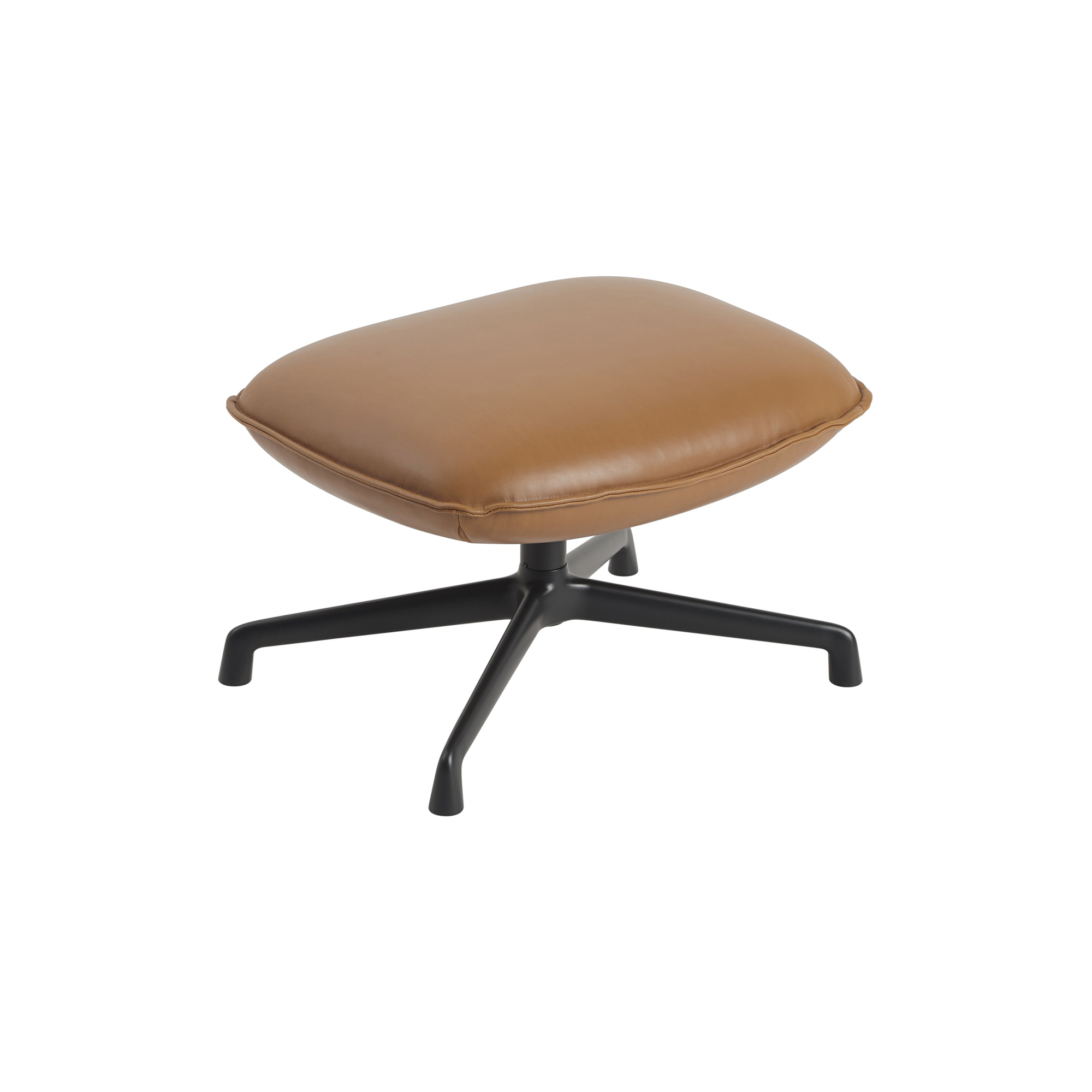 Muuto - Doze Ottoman with Swivel Base, refine leather cognac/anthracite black