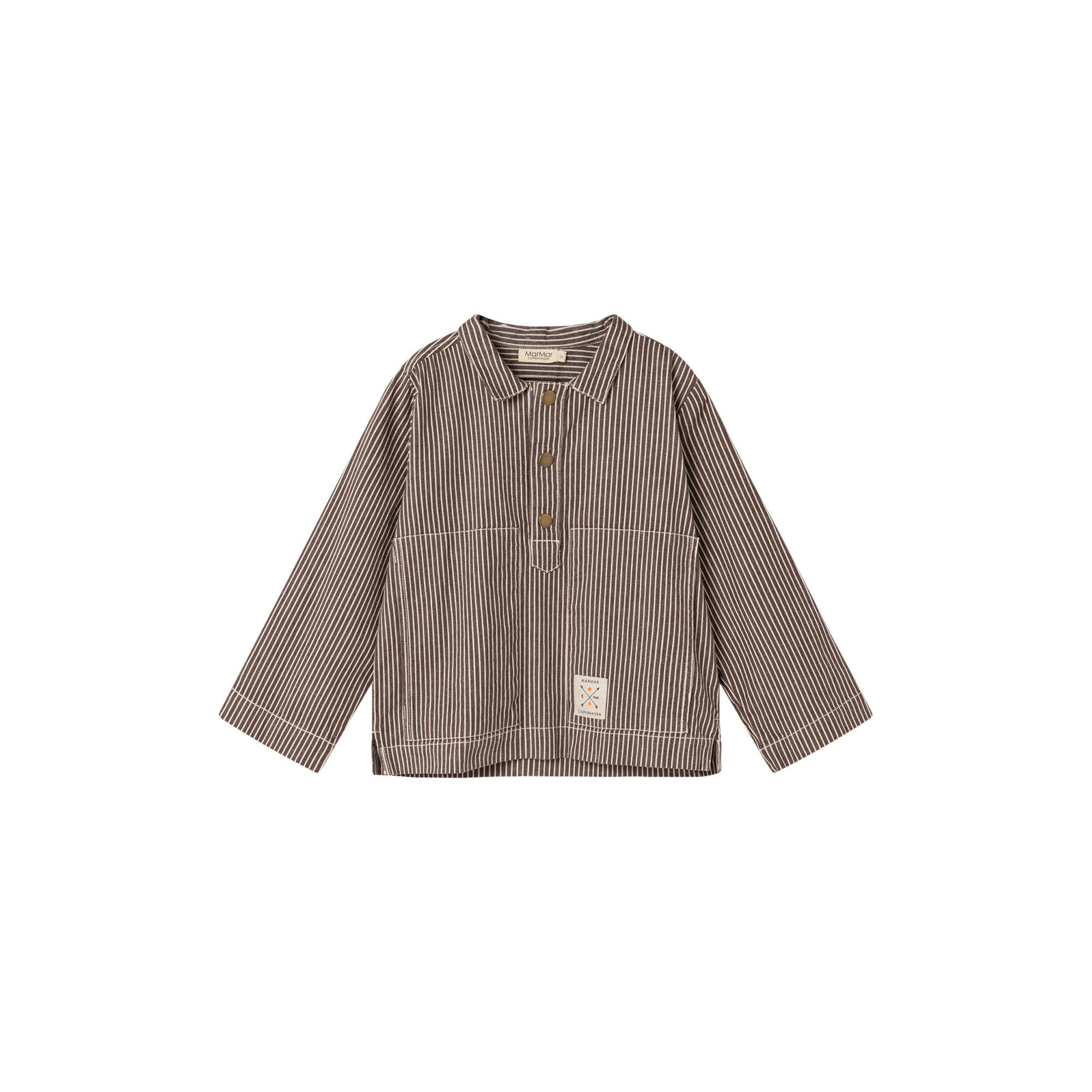 MarMar Copenhagen - Tovan Shirt, dark brownie stripe - Str. 2Y-92