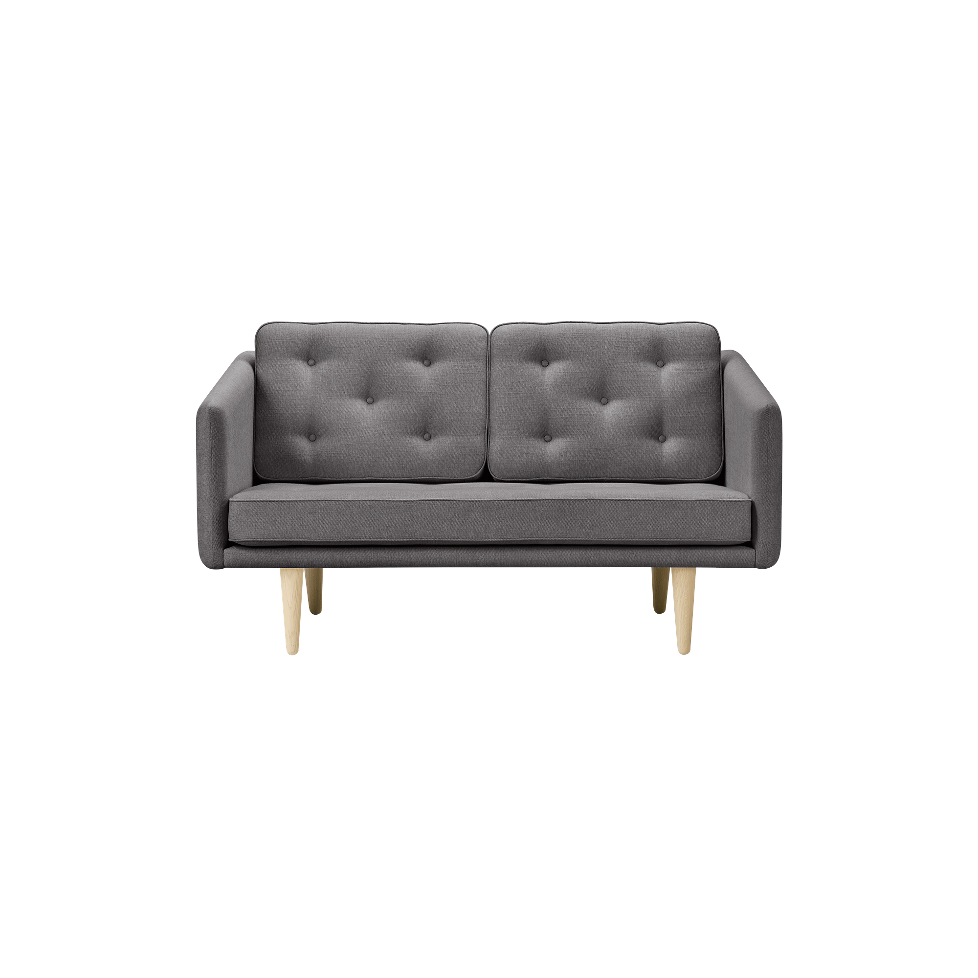 Fredericia Furniture - No. 1 2002 2 pers. sofa, grey/sæbebehandlet eg - H: 83 x L: 143 x D: 86 cm.