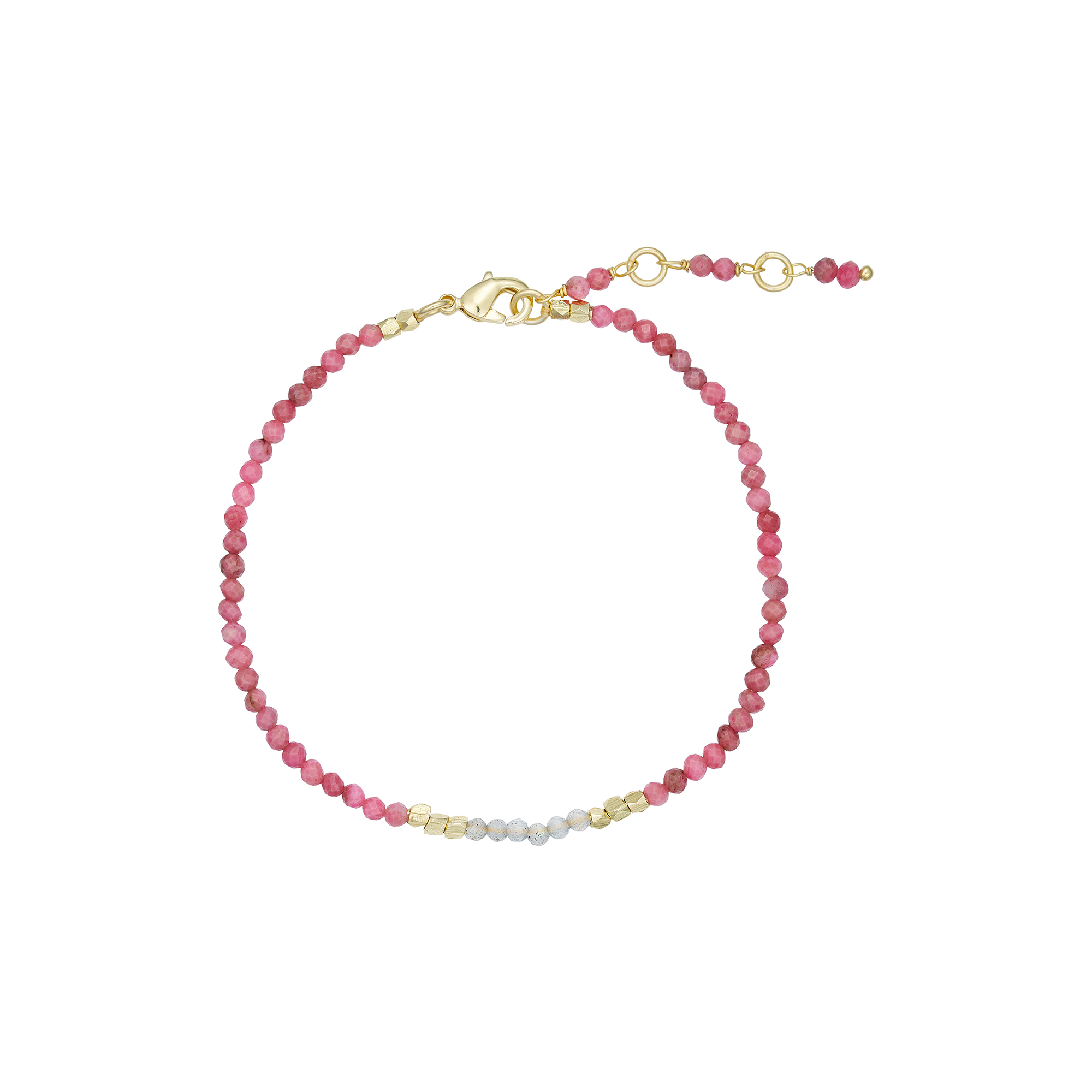 Pure by Nat - Lea armbånd m. ædelstene, goldplated/rhodolite