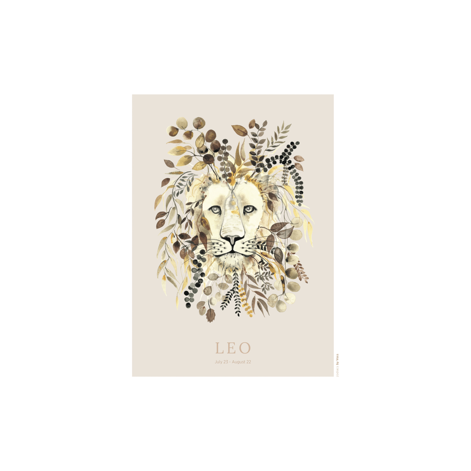 All by Voss - Løven plakat, Zodiacs - 21x30 cm