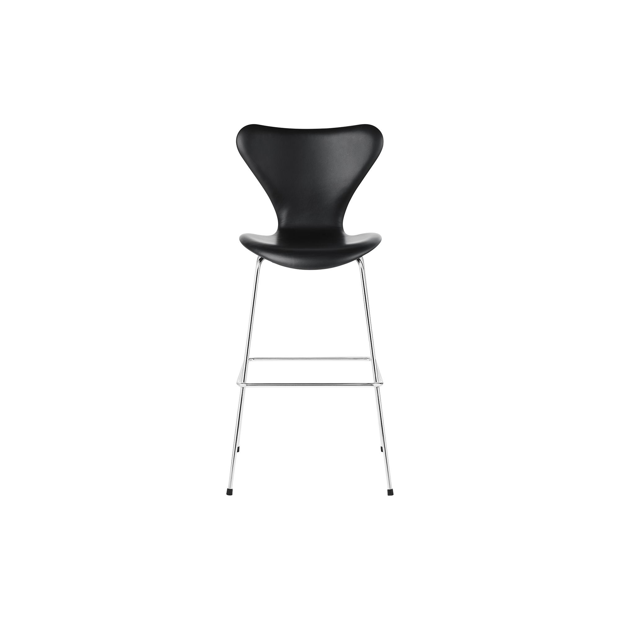Fritz Hansen - Serie 7 3197 fuldpolstret barstol, Soft sort - H: 110 x B: 53 x D: 59 cm.