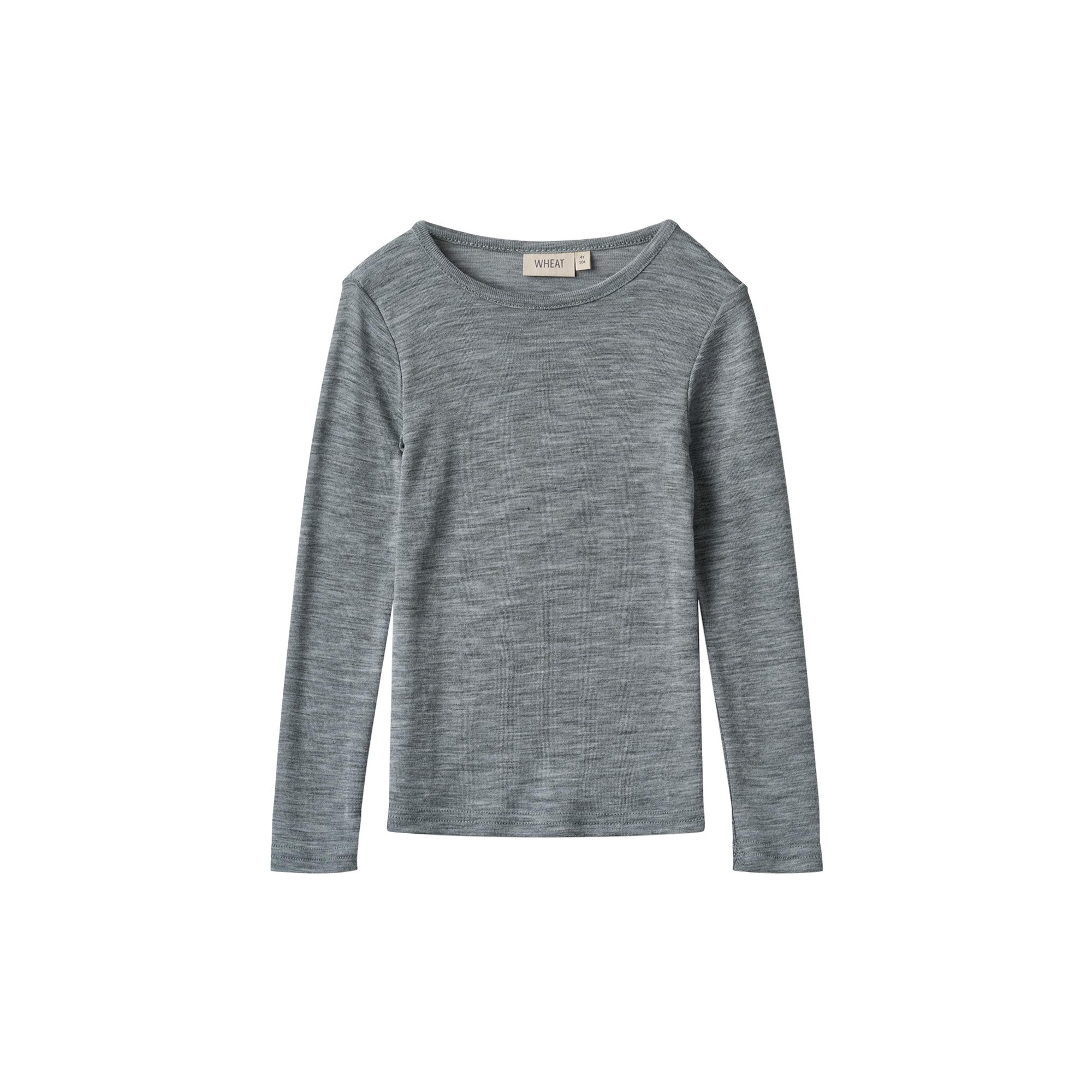 Wheat - Wool T-Shirt L/S Alfie, 0224 melange grey - Str. 3Y-98