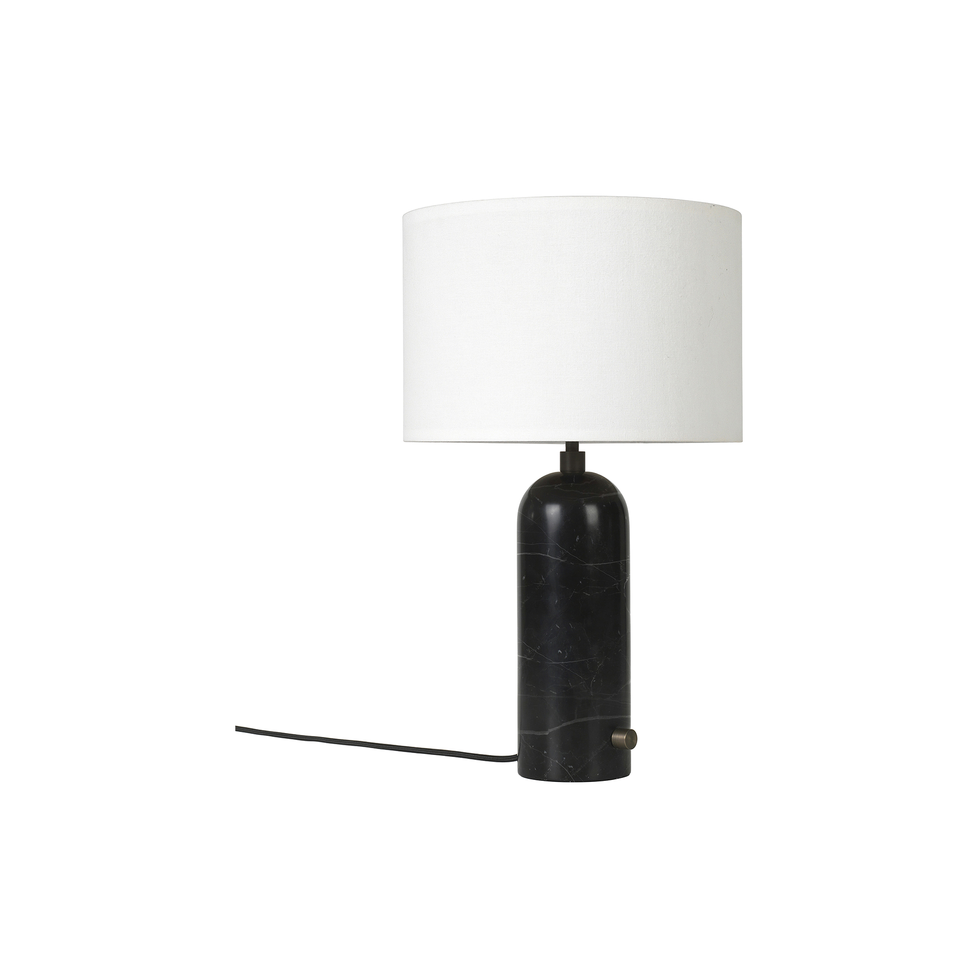 GUBI - Gravity Table Lamp, black marble/white - H: 49 x Ø 30 cm.