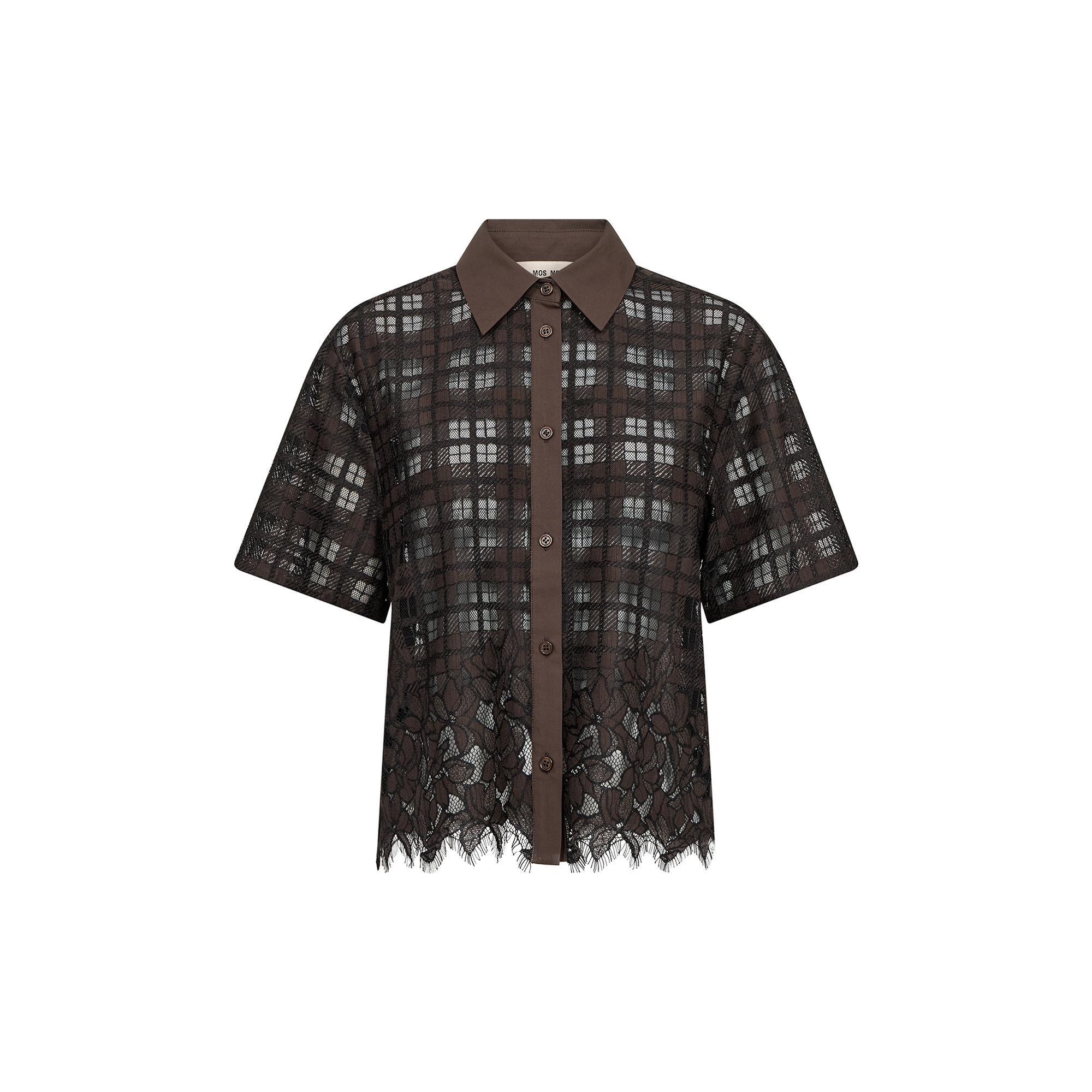 MOS MOSH - MMLia Checko SS Lace Shirt, delicioso - Str. XL
