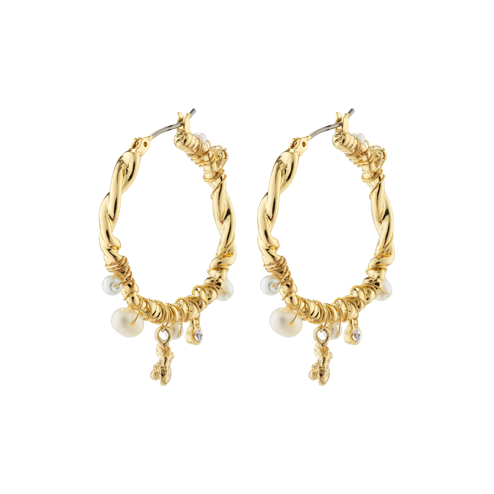 Pilgrim - ANA perle & krystal hoops, guldbelagt