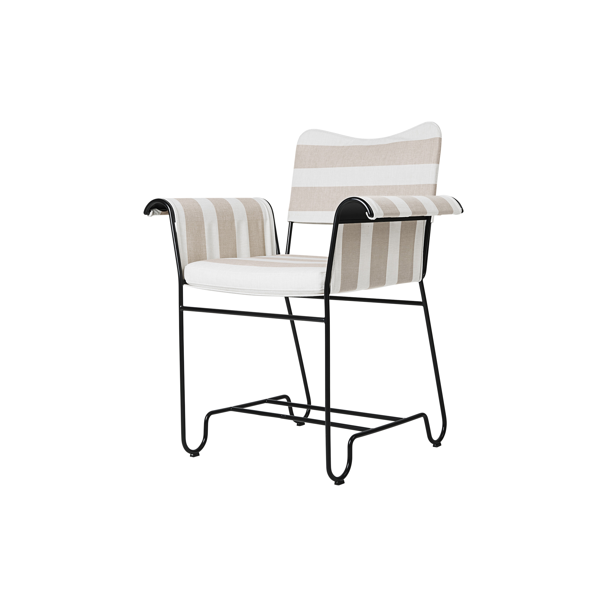 GUBI - Tropique Dining Chair without Fringes, Leslie Stripe Limonta 40/classic black - H: 86 x B: 71 x D: 58 cm.