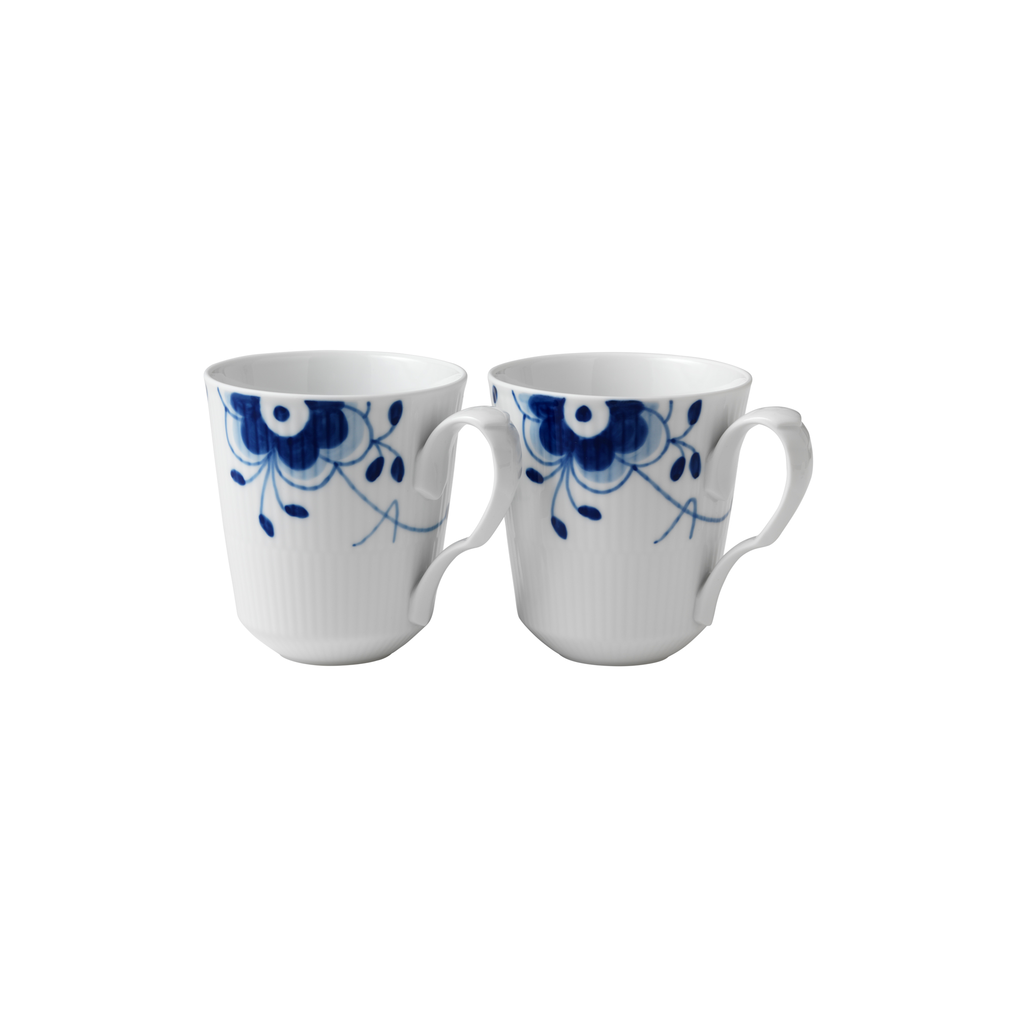 Royal Copenhagen - Blå Mega Riflet krus 38 cl, 2 stk