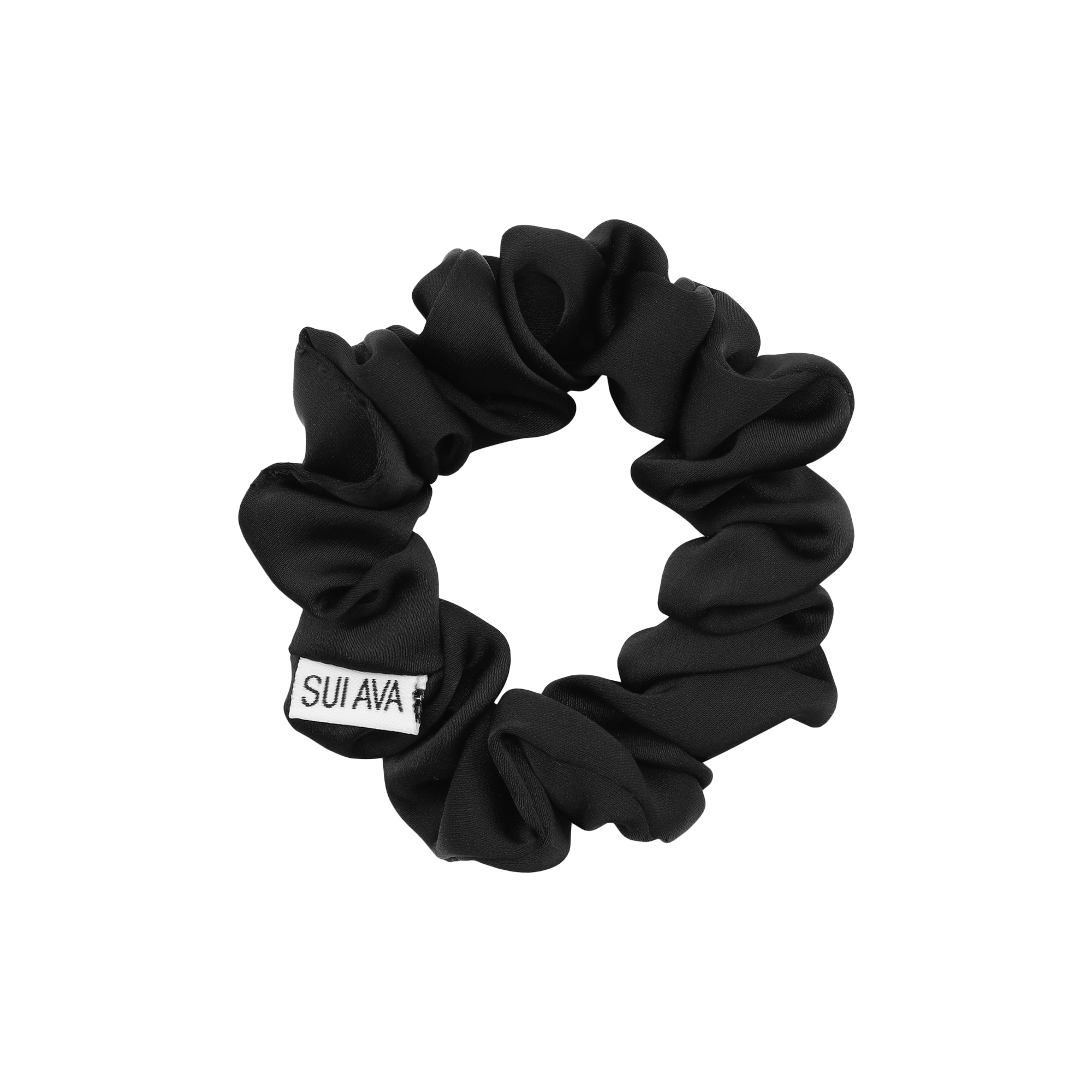 SUI AVA - Ruched Ribbon Scrunchie, black