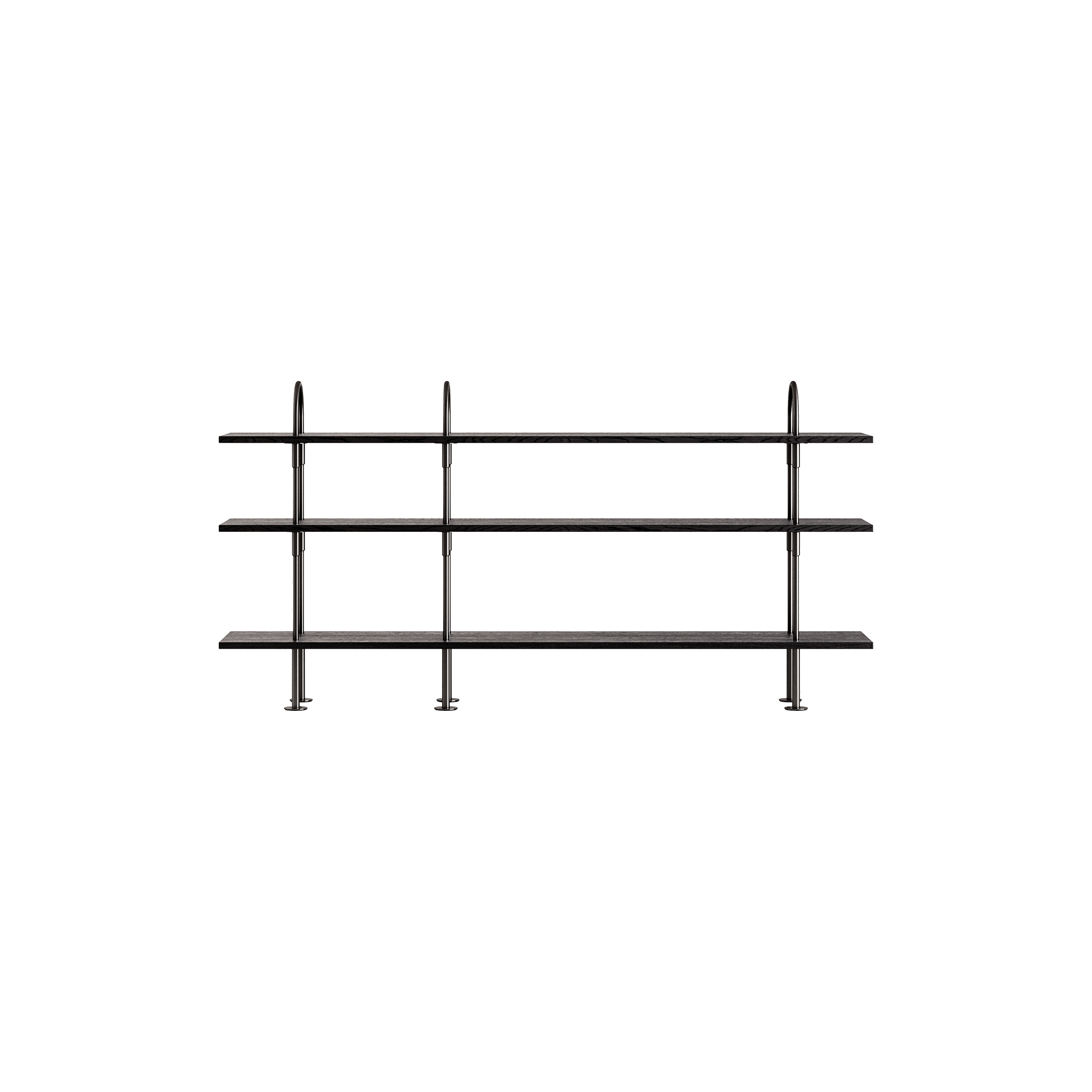 GUBI - Keen Shelving, black brass/ash veneer