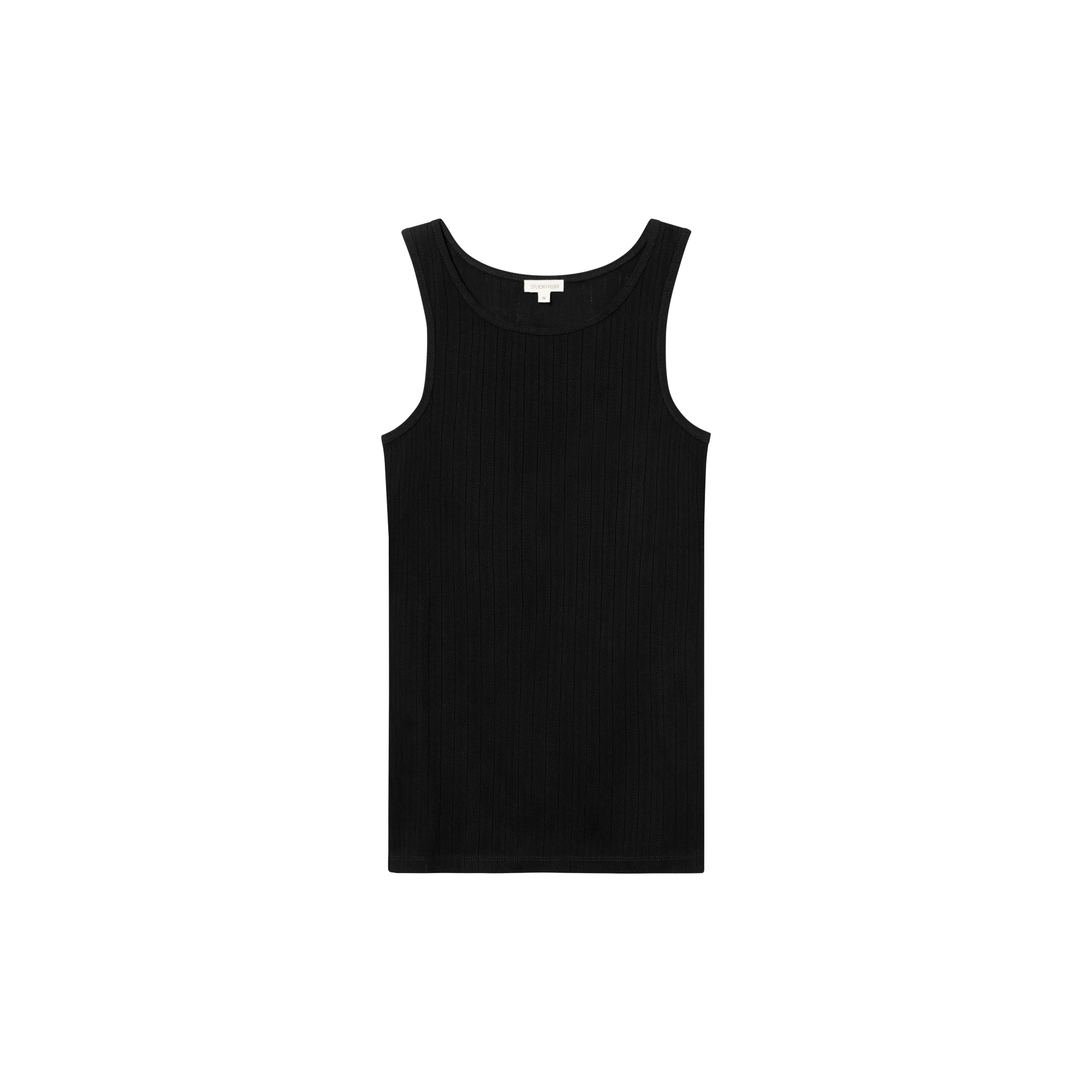 Studio Feder - Irene pointelle top, black - Str. XL