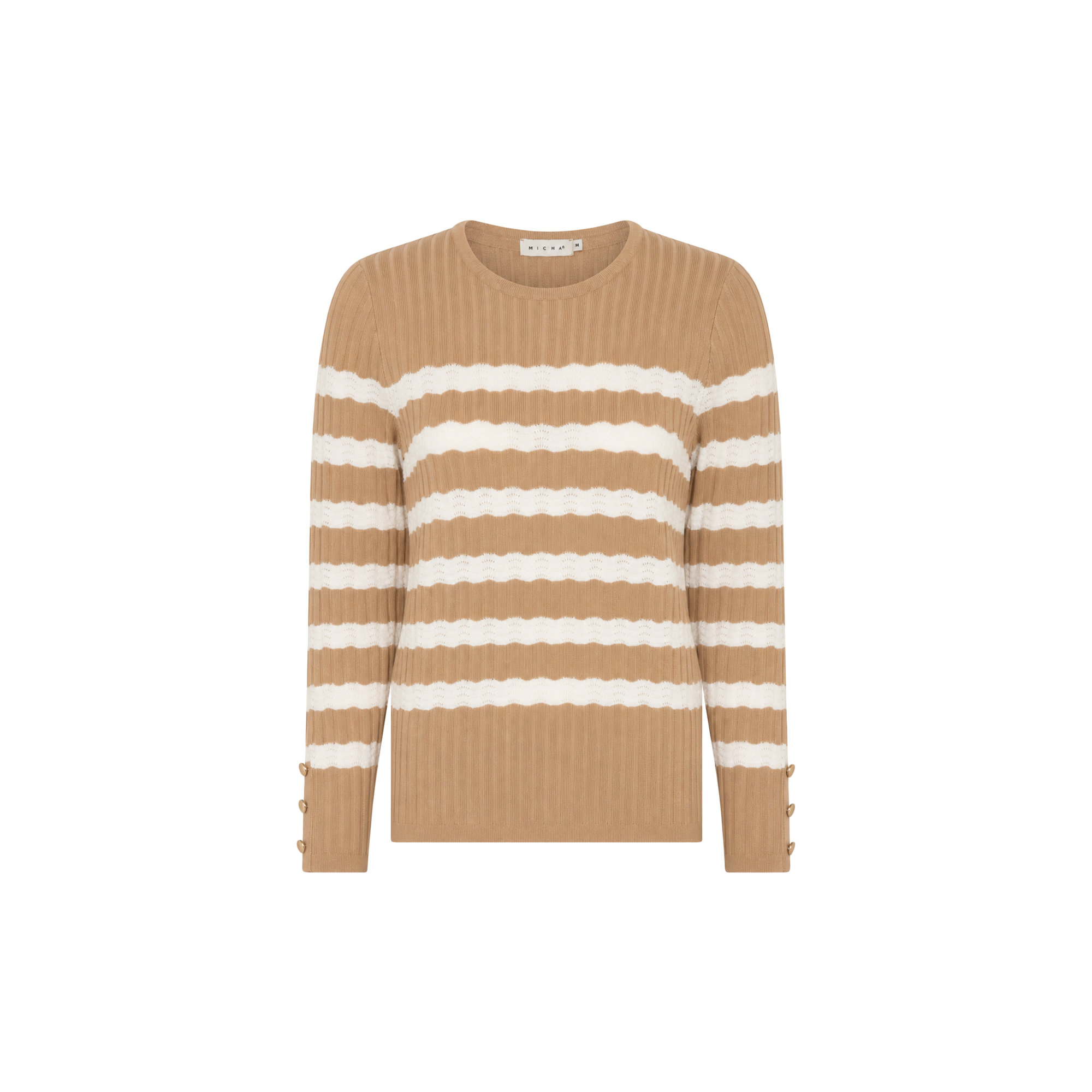 Micha - BBJumper BBEcoveroAutStripeK, camel/offw - Str. M