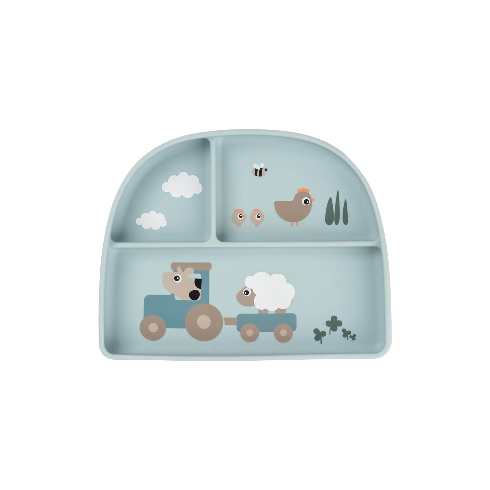 Done by Deer - Tiny farm stick&stay inddelt tallerken, blue