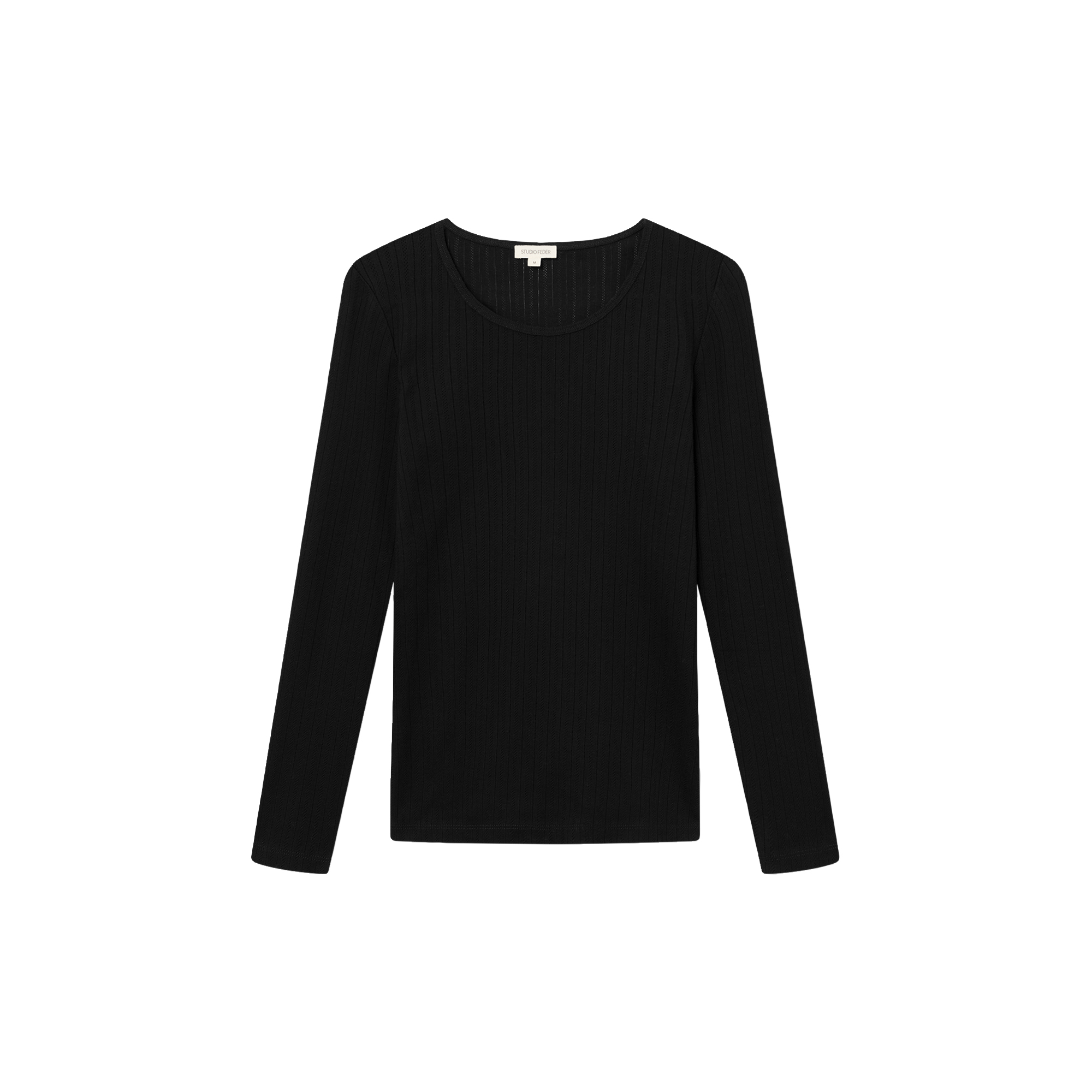 Studio Feder - Gertrud pointelle bluse, black - Str. S