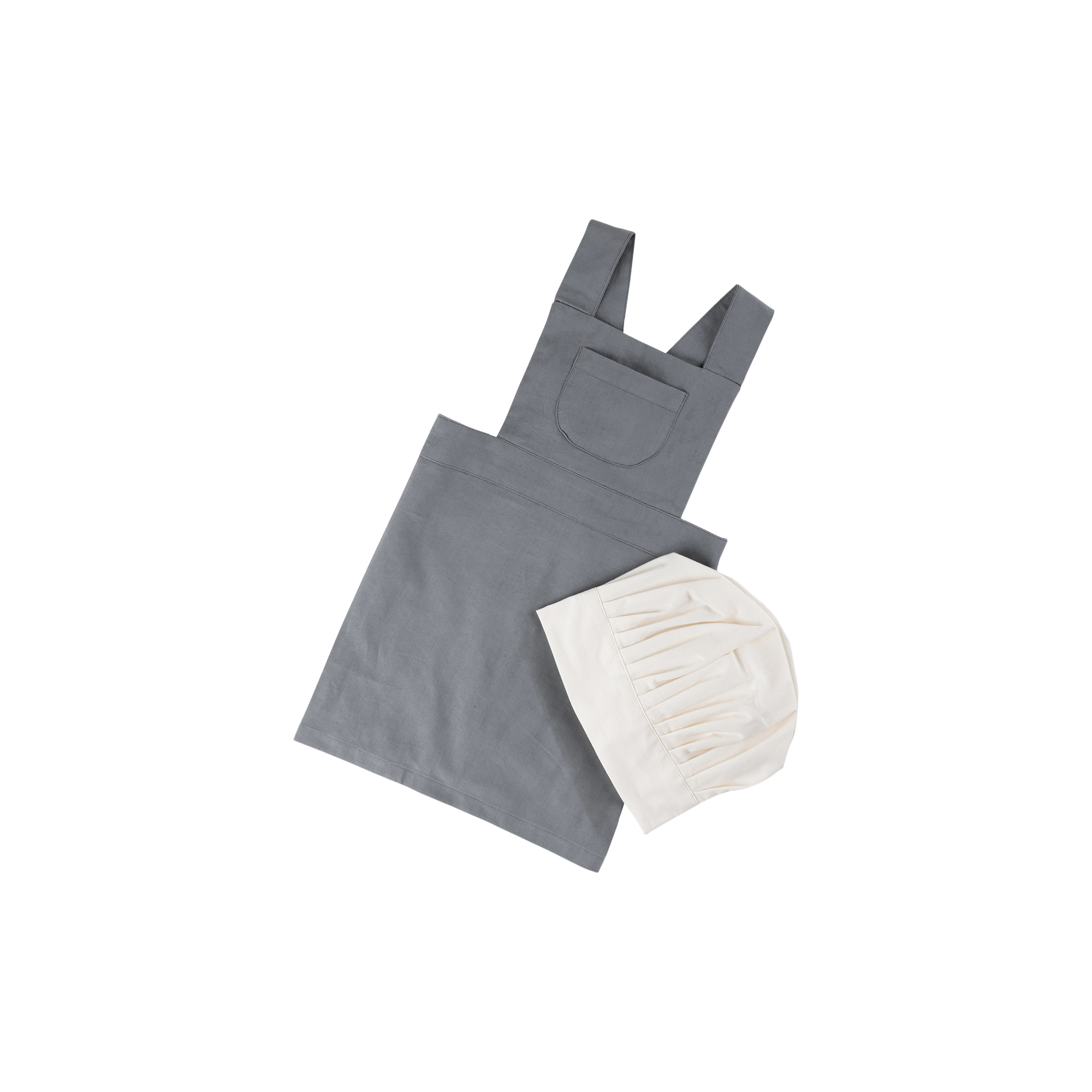 Sebra - Børneforklæde m/kokkehue, elephant grey/classic white