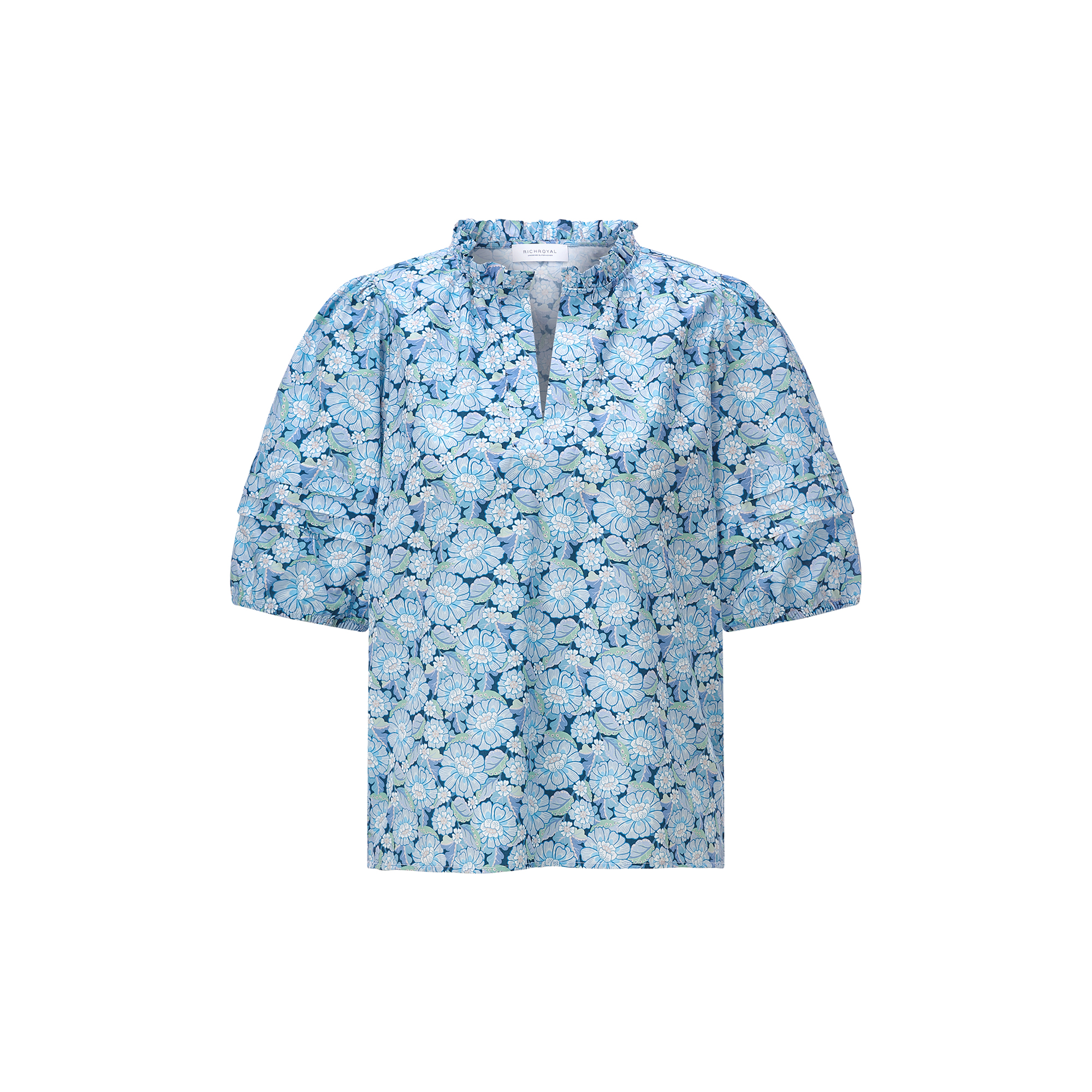 Rich & Royal - Printed Cotton Blouse, midnight blue - Str. 34