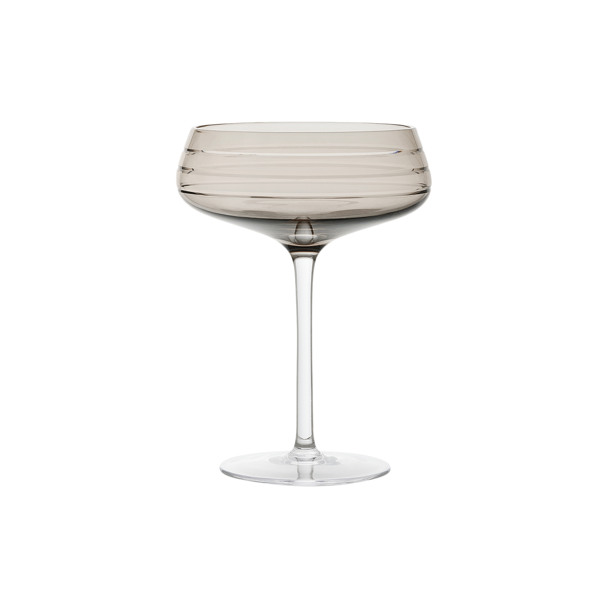 Louise Roe - Champagne Coupe Triple Cut, smoke, Crystal Glass
