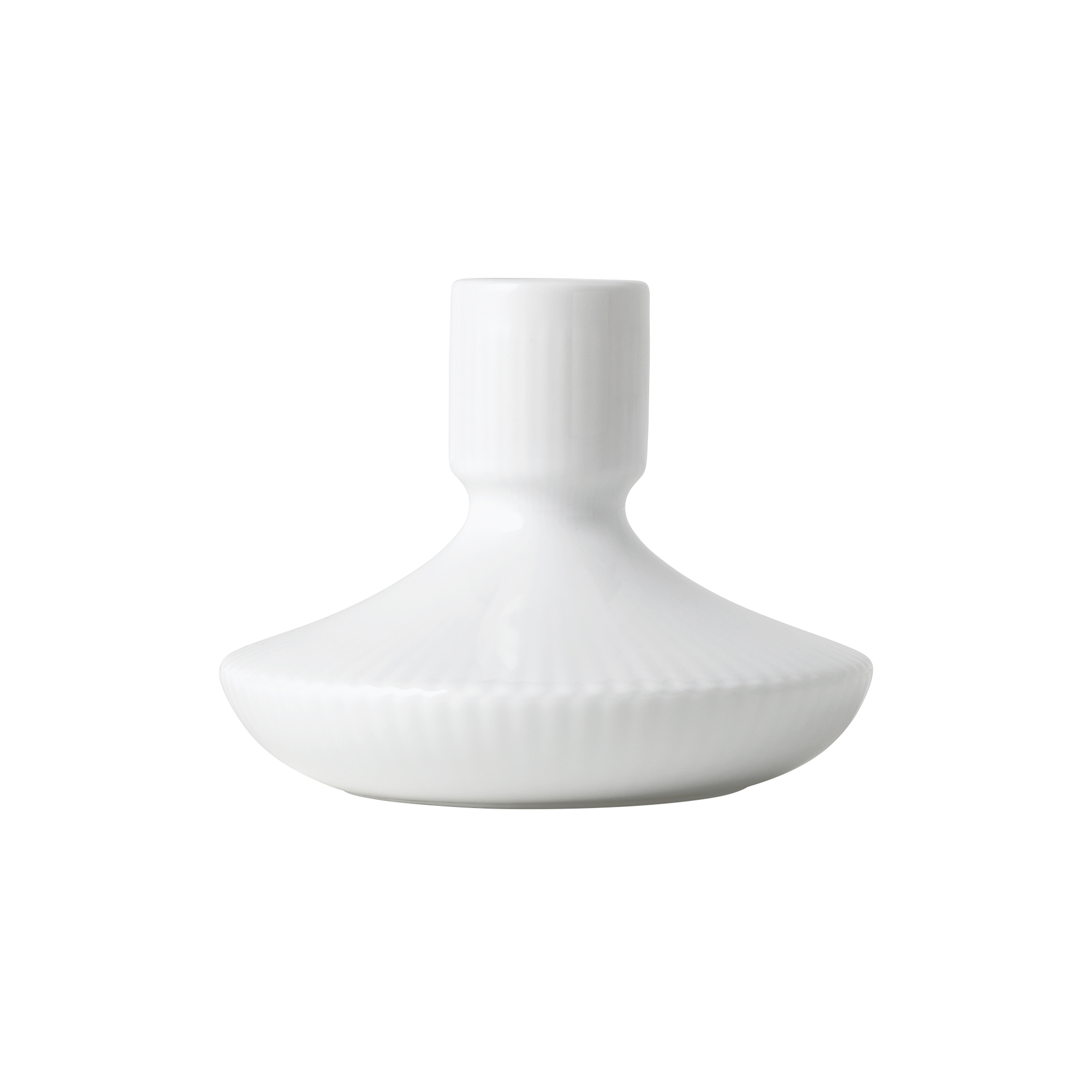 Royal Copenhagen - Hvid Riflet lysestage 8 cm - H8 cm