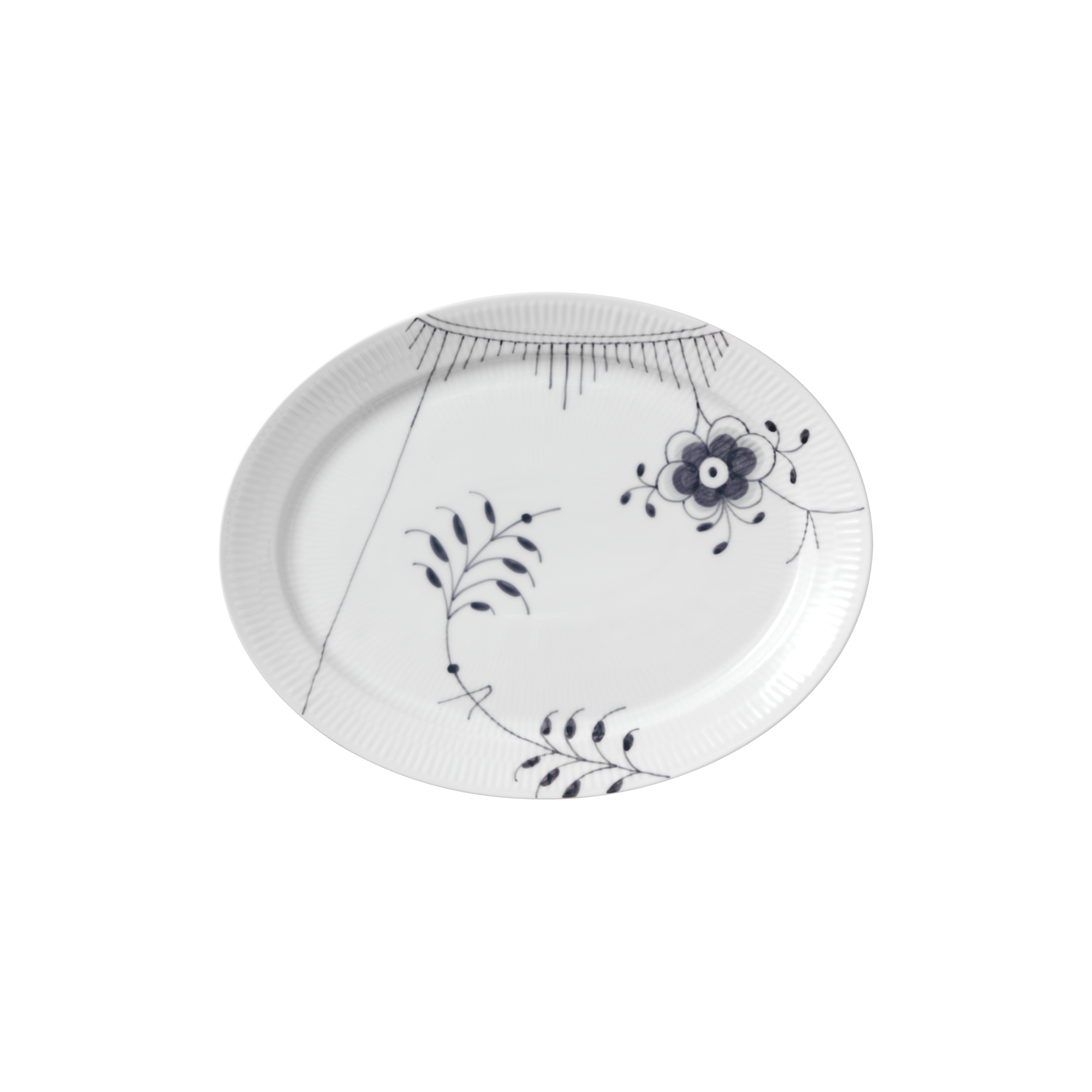 Royal Copenhagen - Sort Mega Riflet fad 35 cm