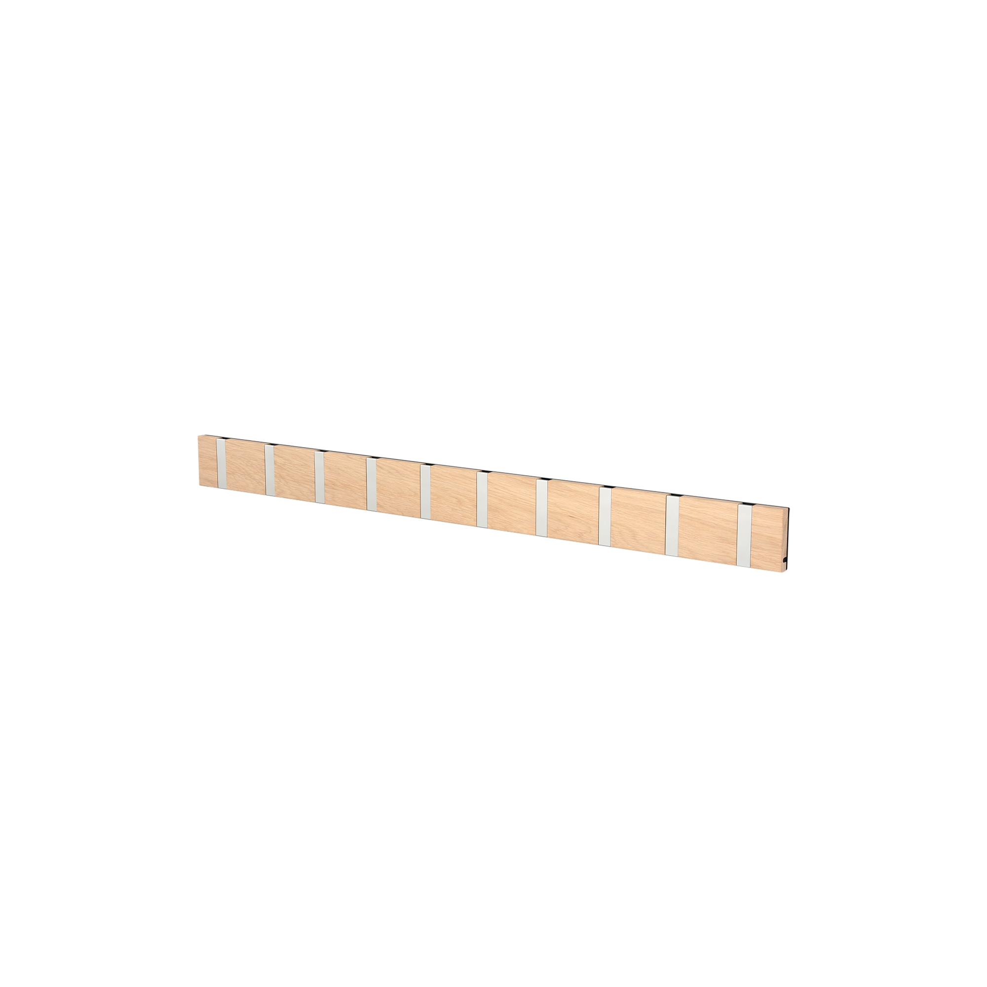 LoCa - KNAX vandret 10 knagerække, eg/grå - H: 7,9 x L: 99 x D: 1,8 cm.