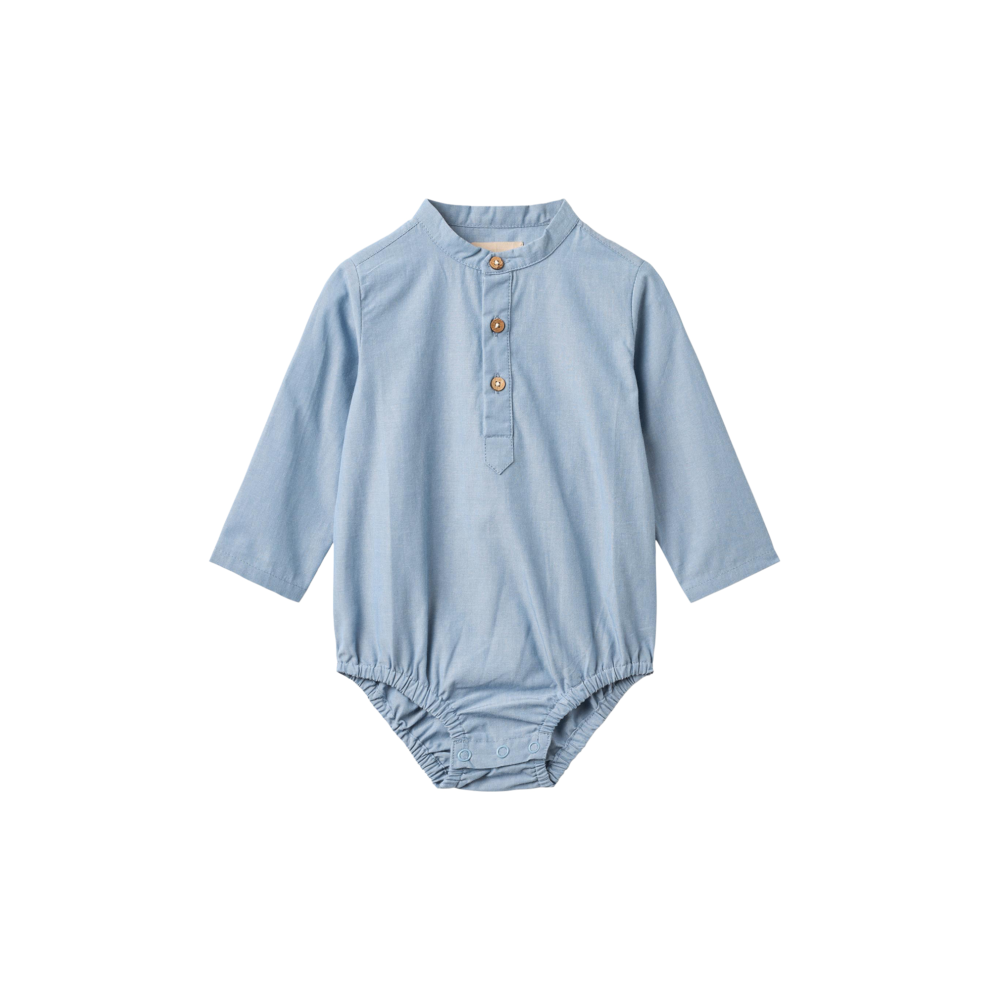 Wheat - Romper Shirt Victor, blue chambrey - Str. 3M-62