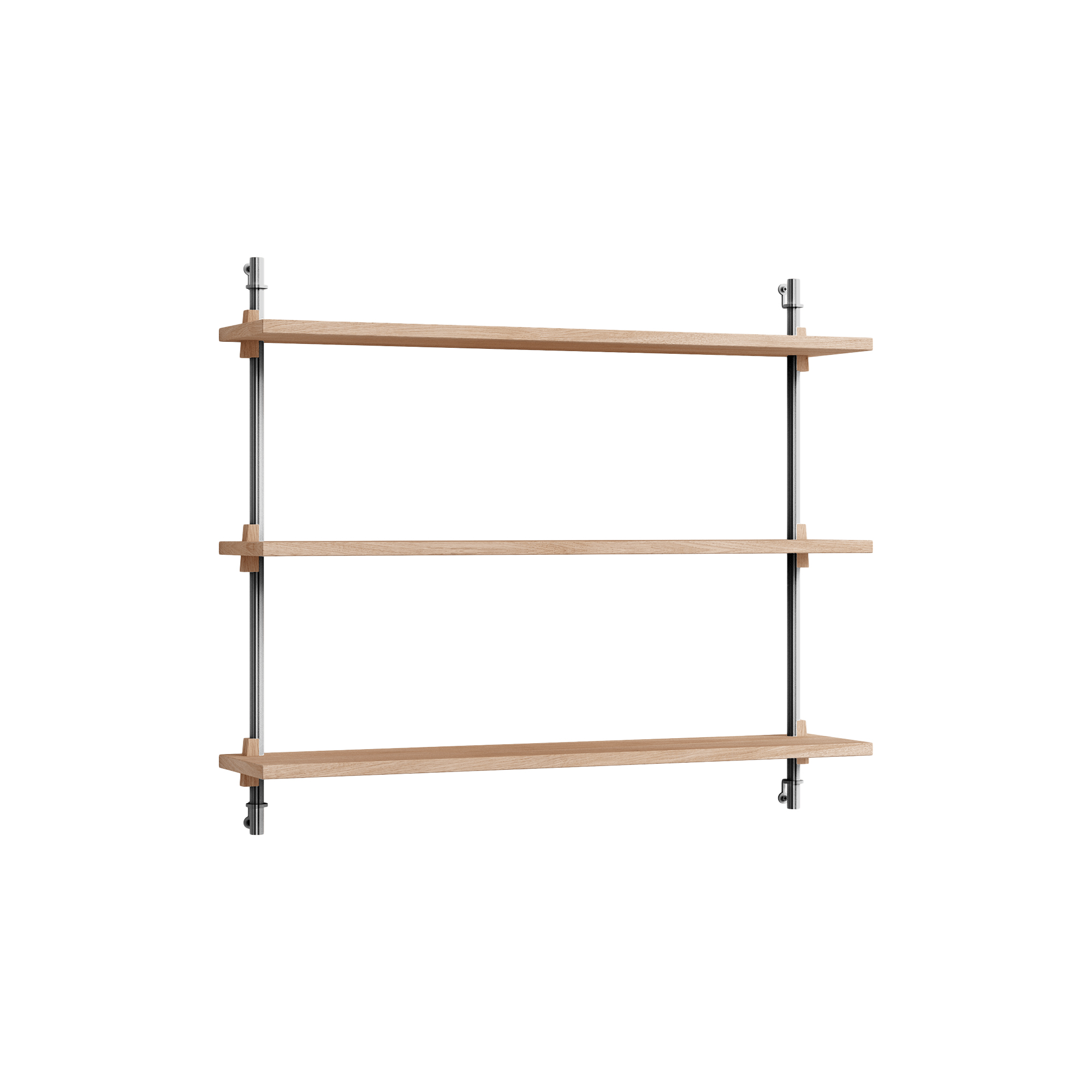 MOEBE - Wall Shelving Small, oak/stainless steel