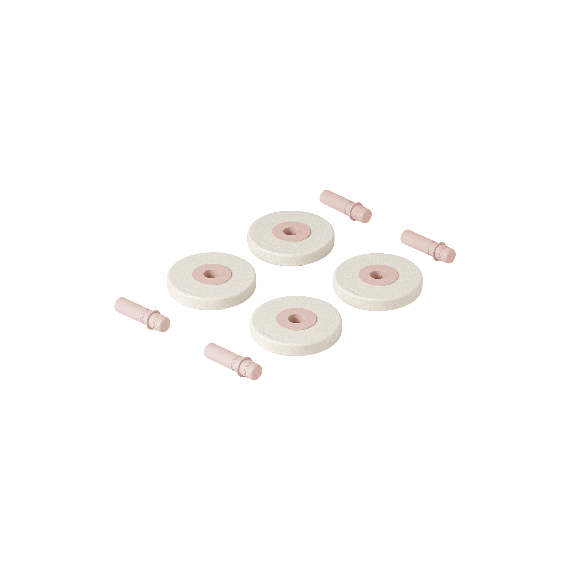 MODU - 4 x skumhjul, sand grey/soft rose - Ø18 cm.