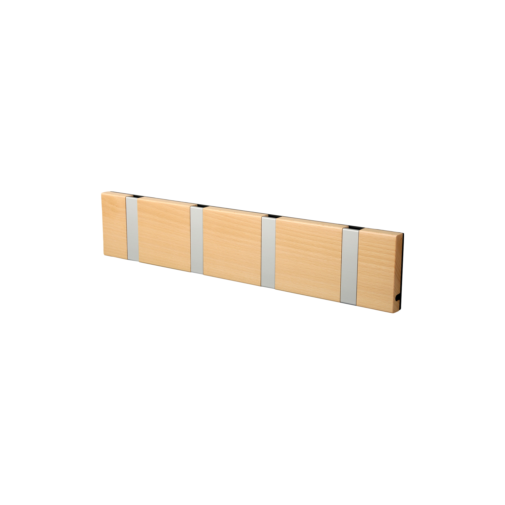 LoCa - KNAX vandret 4 knagerække, bøg/grå - H: 7,9 x L: 39,6 x D: 1,8 cm.