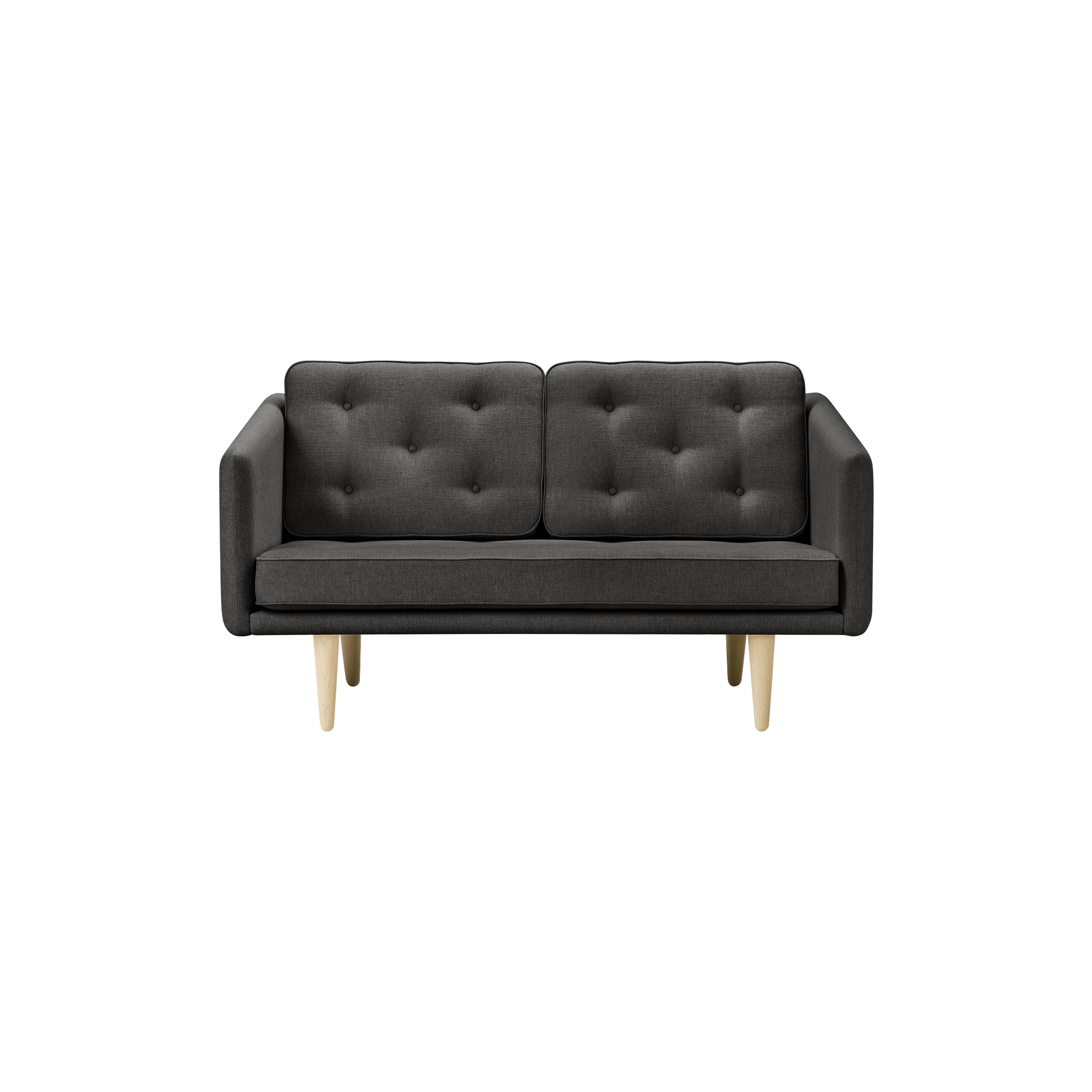 Fredericia Furniture - No. 1 2002 2 pers. sofa, dark grey/sæbebehandlet eg - H: 83 x L: 143 x D: 86 cm.
