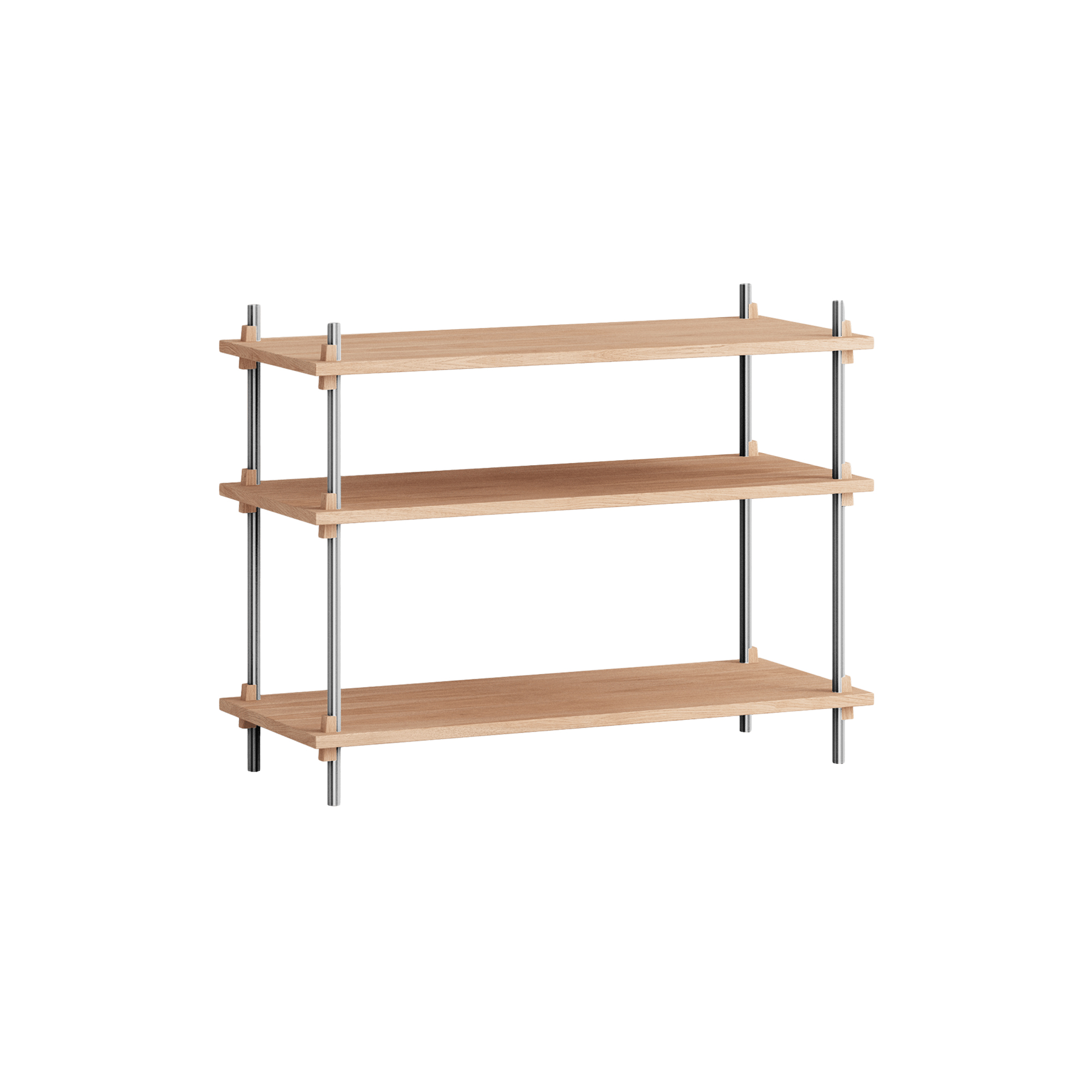 MOEBE - Shelving Classic Low, oak/stainless steel