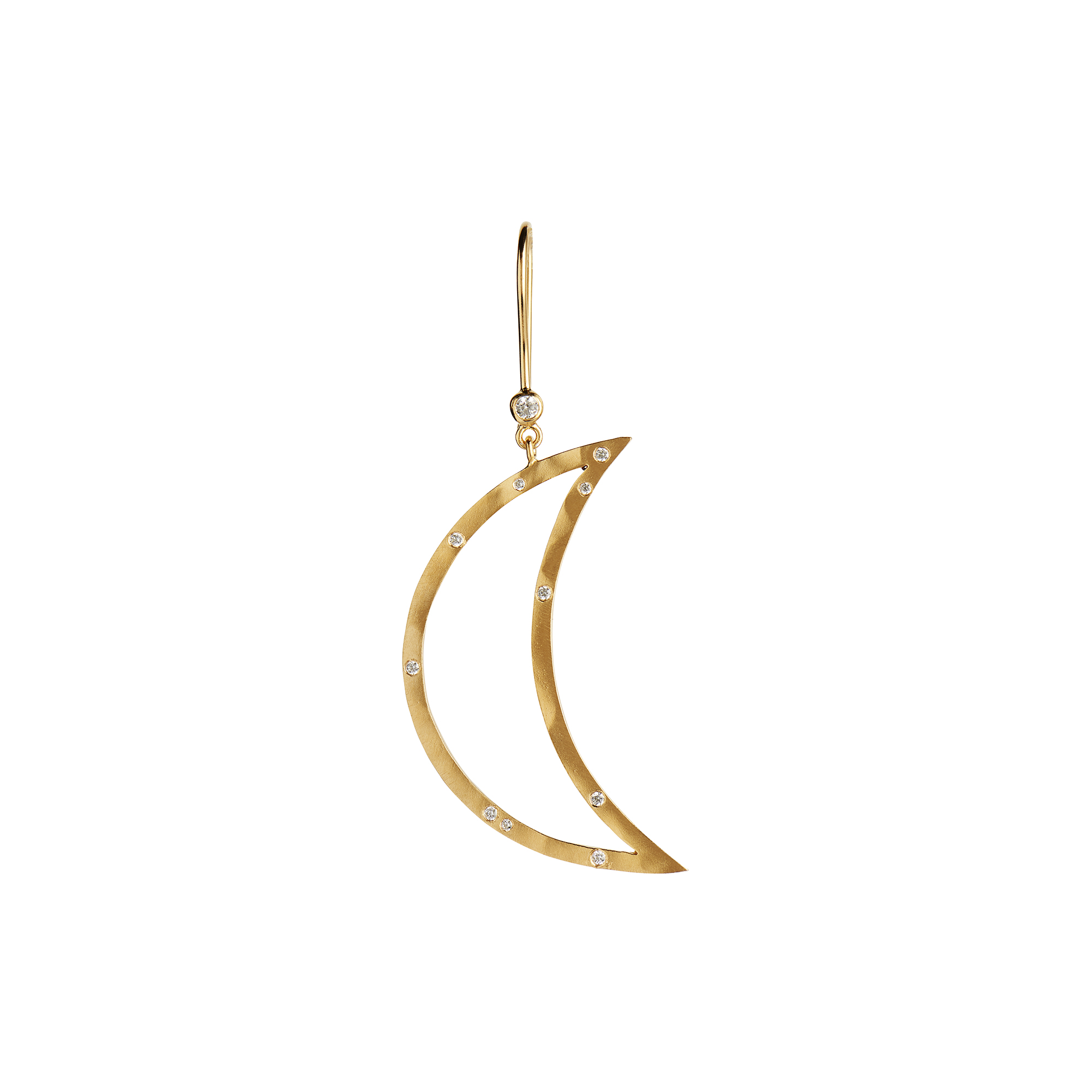 Stine A Jewelry - Big Bella Moon with Stones Earring Single, gold