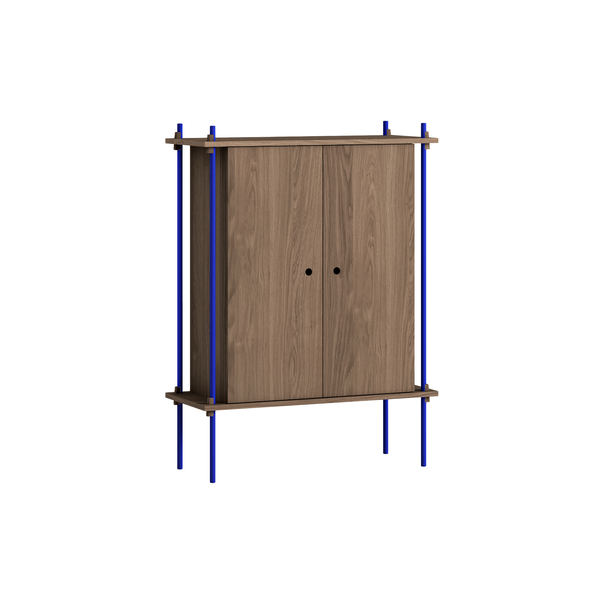 MOEBE - Shelving Cabinet, smoked oak/deep blue