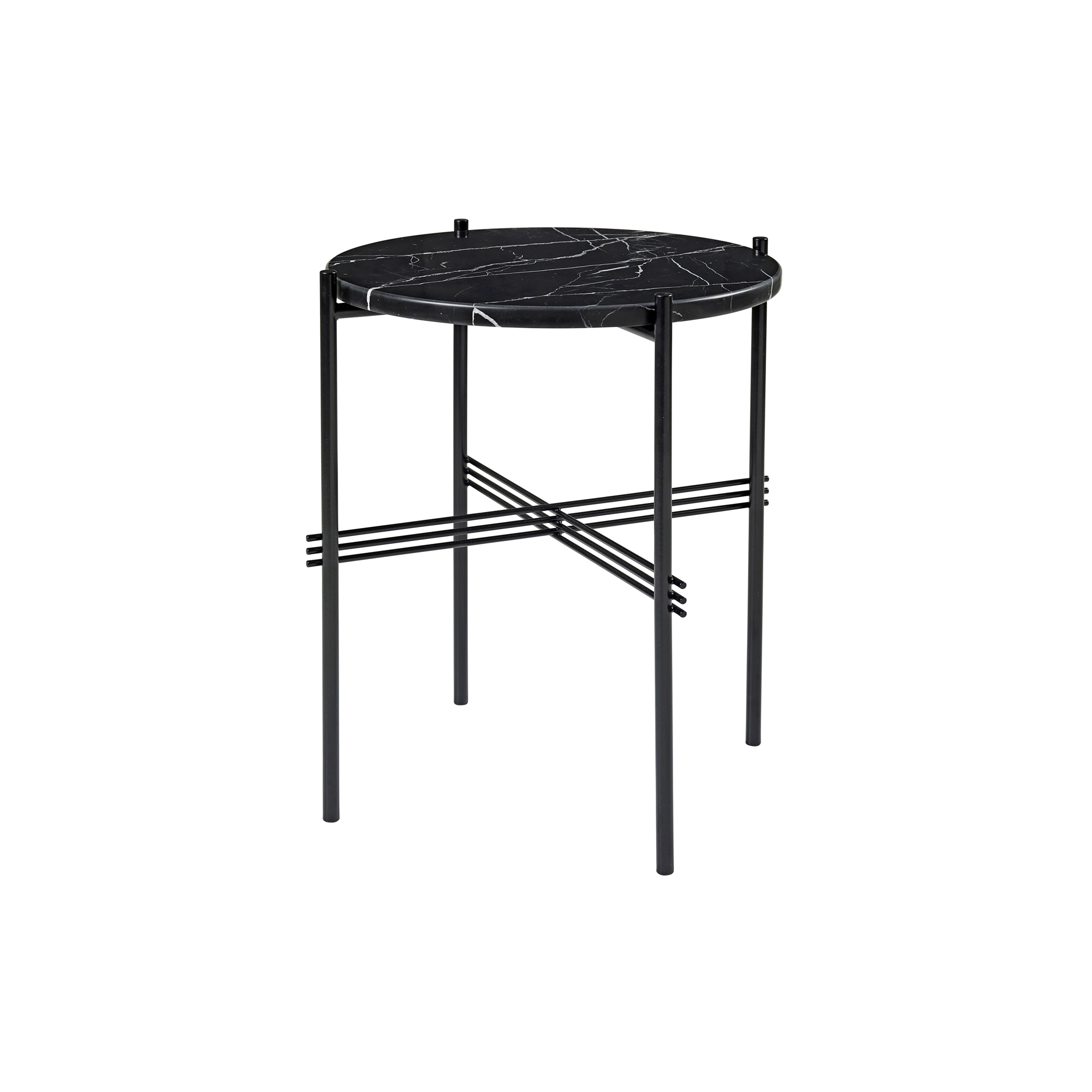 GUBI - TS Side Table Round, black marquina marble/black