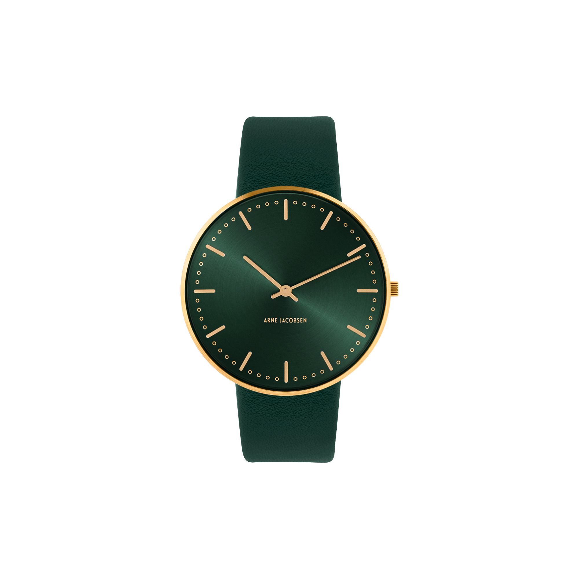 Arne Jacobsen Watches - City Hall armbåndsur, green/gold/green - 40mm