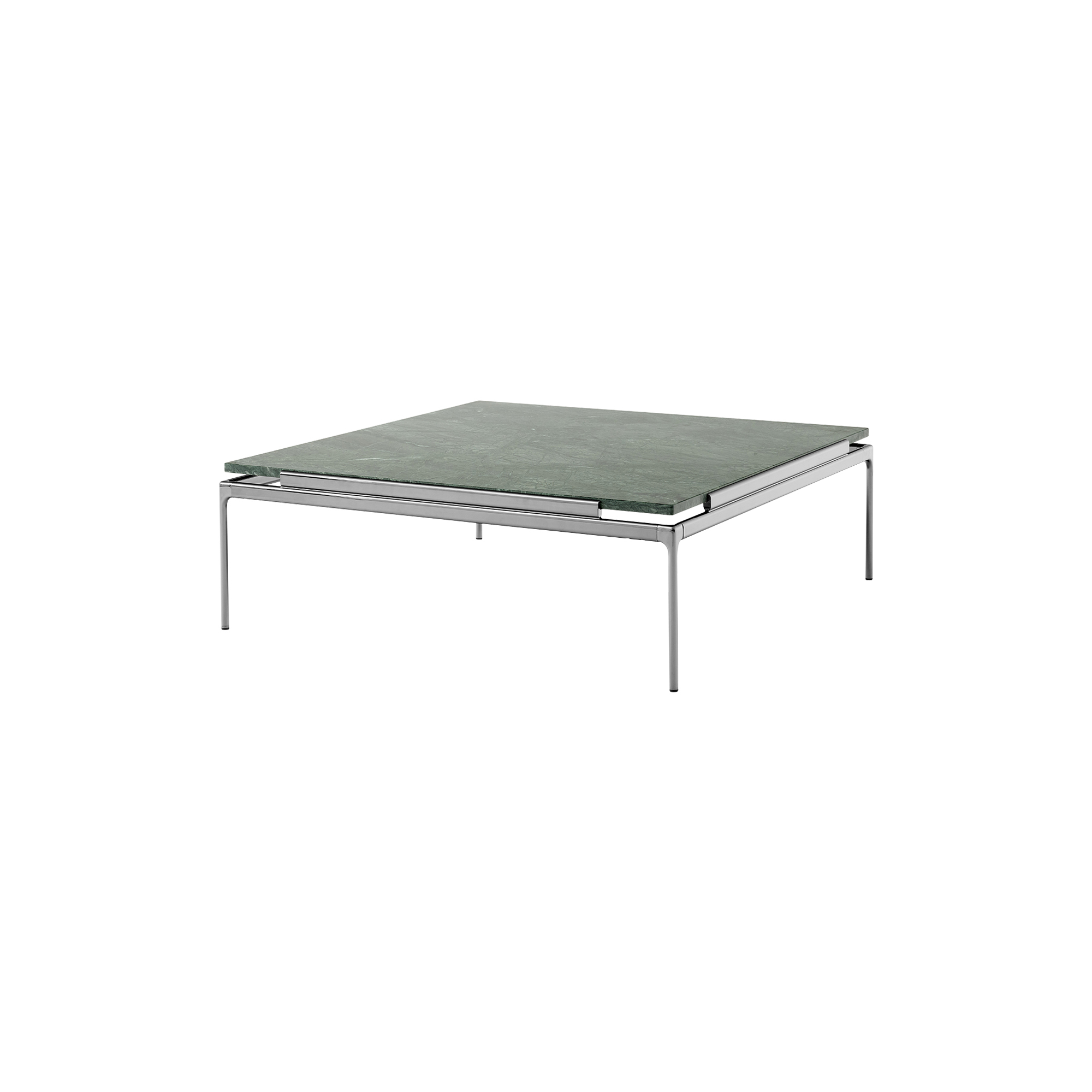 &Tradition - Sett LN13 Coffee Table, verde guatemala marble/dark chrome