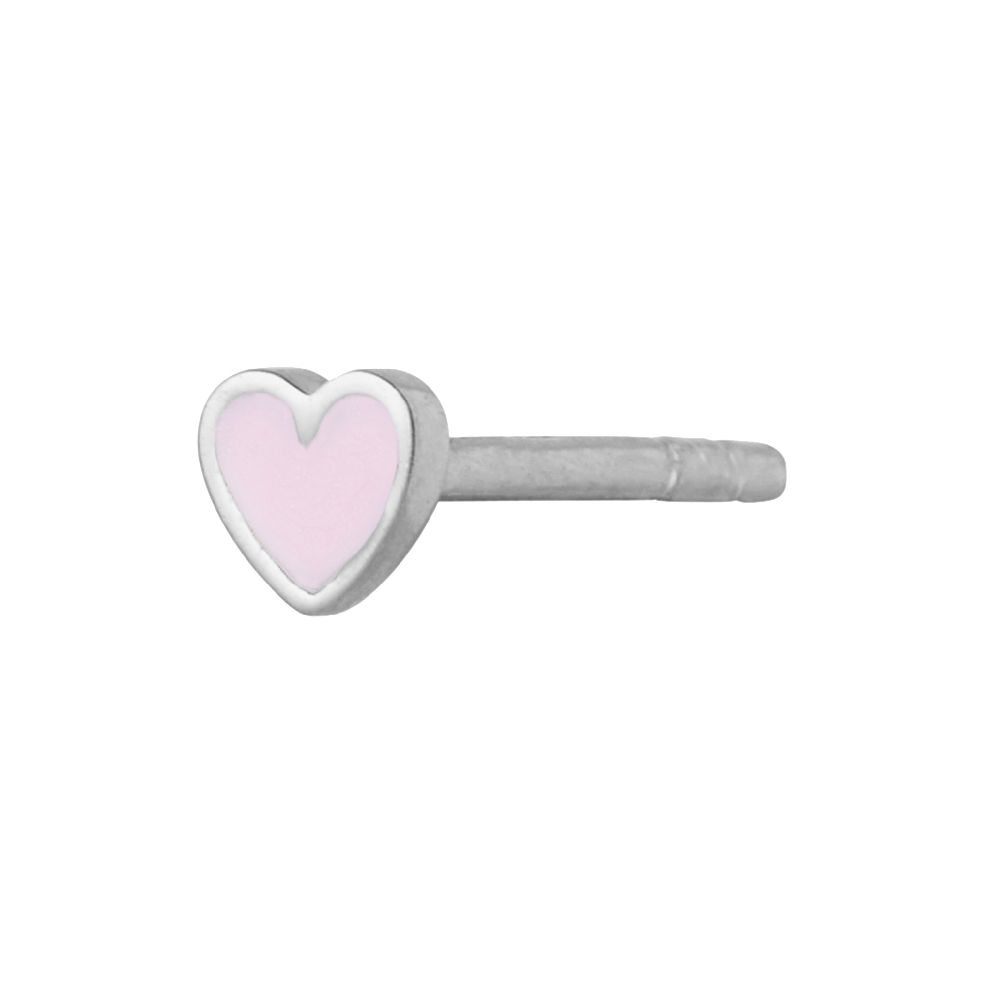 Stine A Jewelry - Petit Love Heart Light Pink Enamel Single, silver