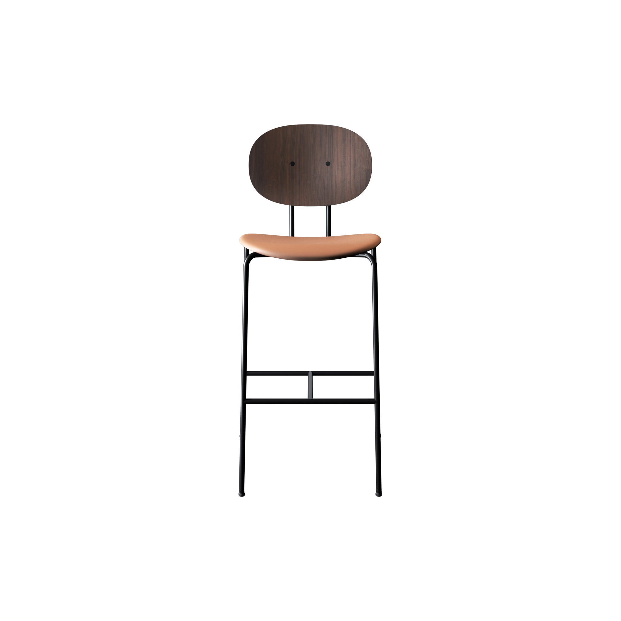 Sibast Furniture - PIET HEIN Bar Chair, oiled walnut/Silk Cognac - H: 108 x B: 55 cm.
