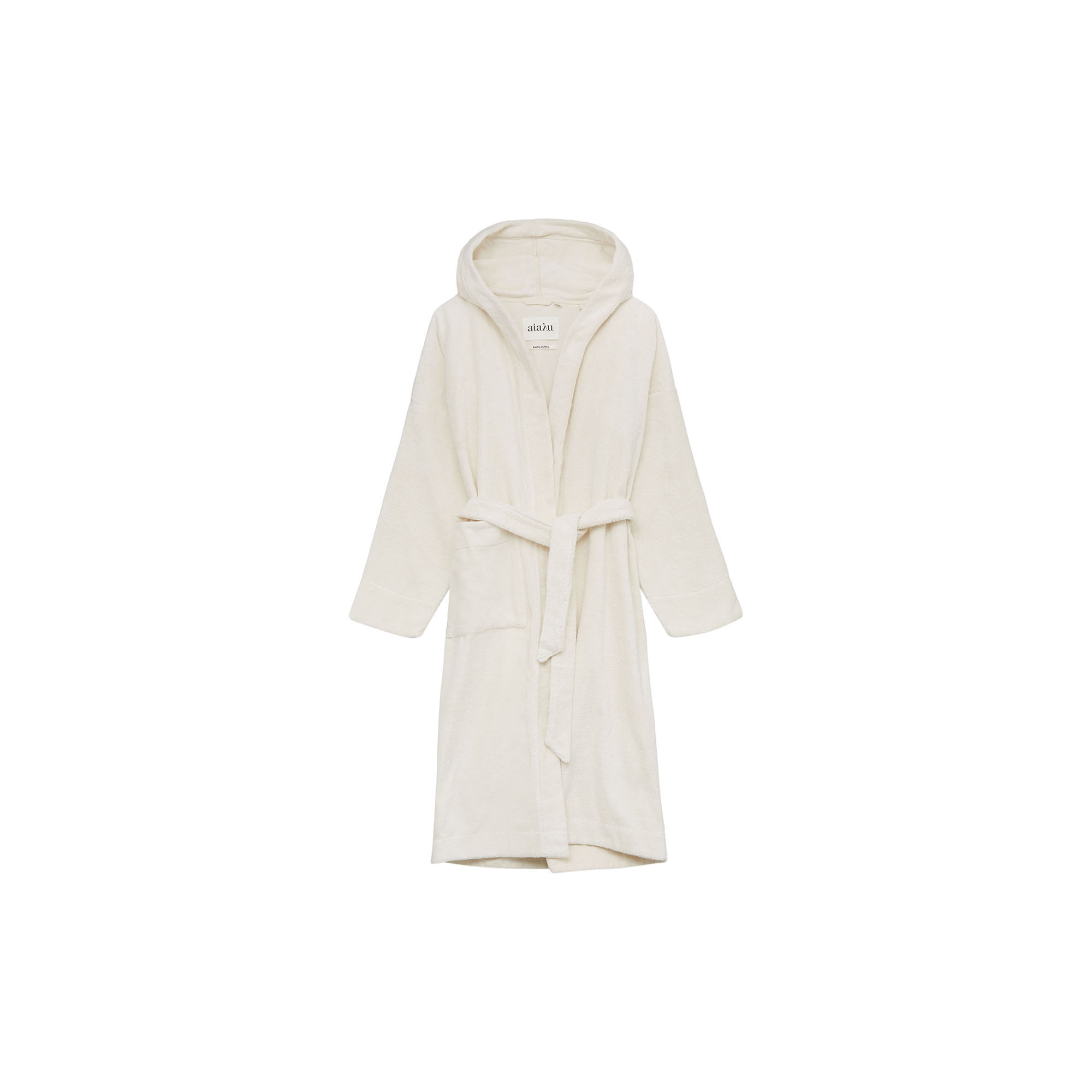 Aiayu - Hooded Bathrobe Terry, pure ecru - Str. M-L