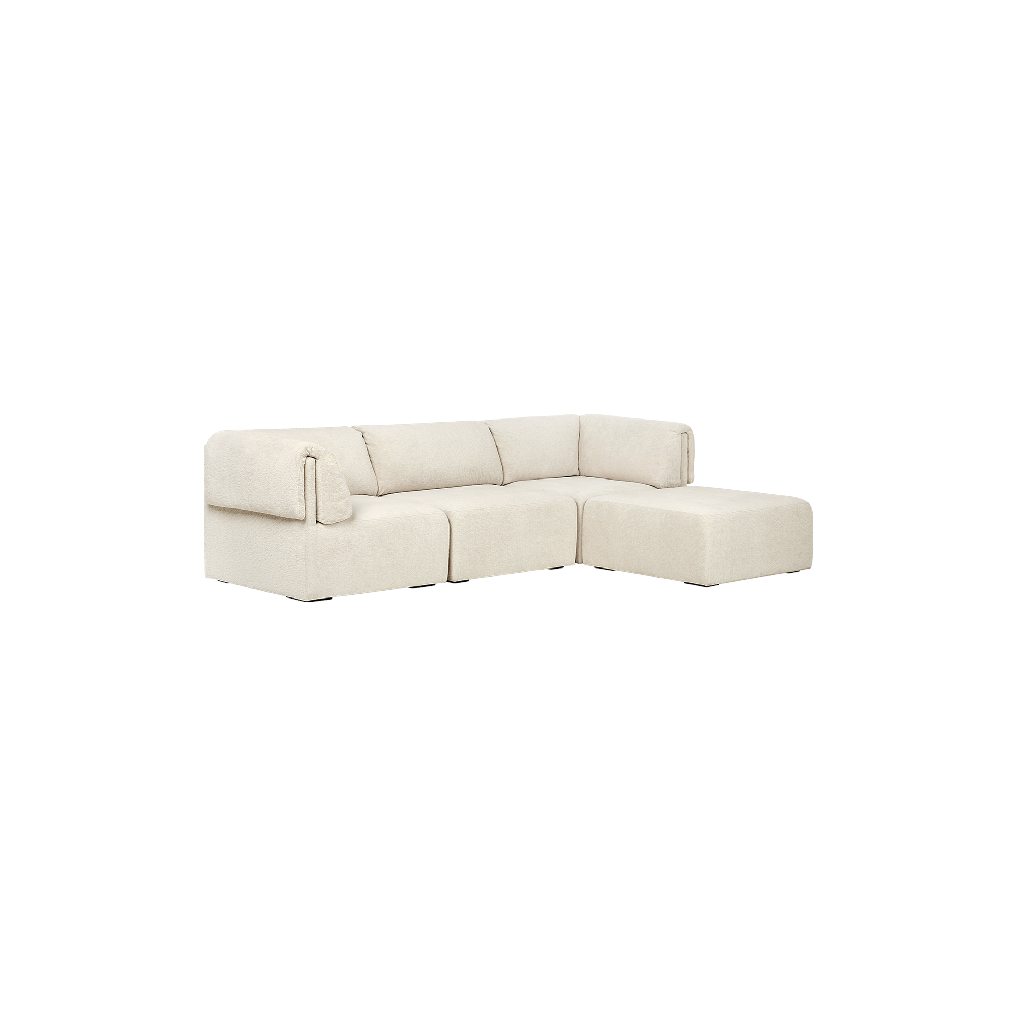 GUBI - 3-seater Wonder Sofa with Armrests and Chaise Longue, Mumble 02 - H: 76 x B: 280 x D: 185 cm.